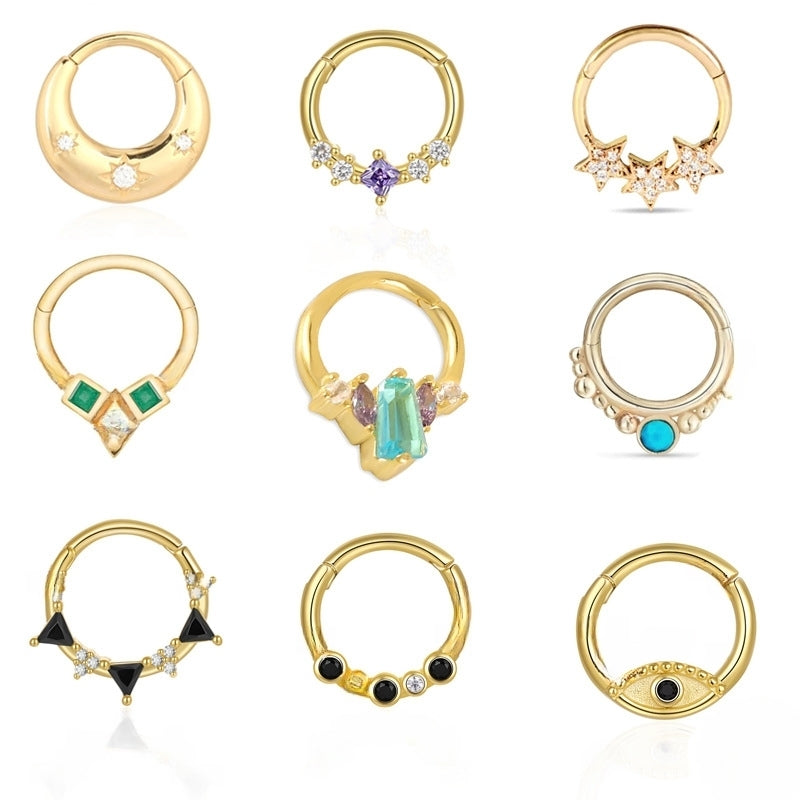 16G Turkish Eye Nose Ring - Hypoallergenic Surgical Steel Septum Hoop Piercing Jewelry for Women & Men | Perfect for Daith, Cartilage, and Nostril Piercings | Trendy Boho Style Body Jewelry
