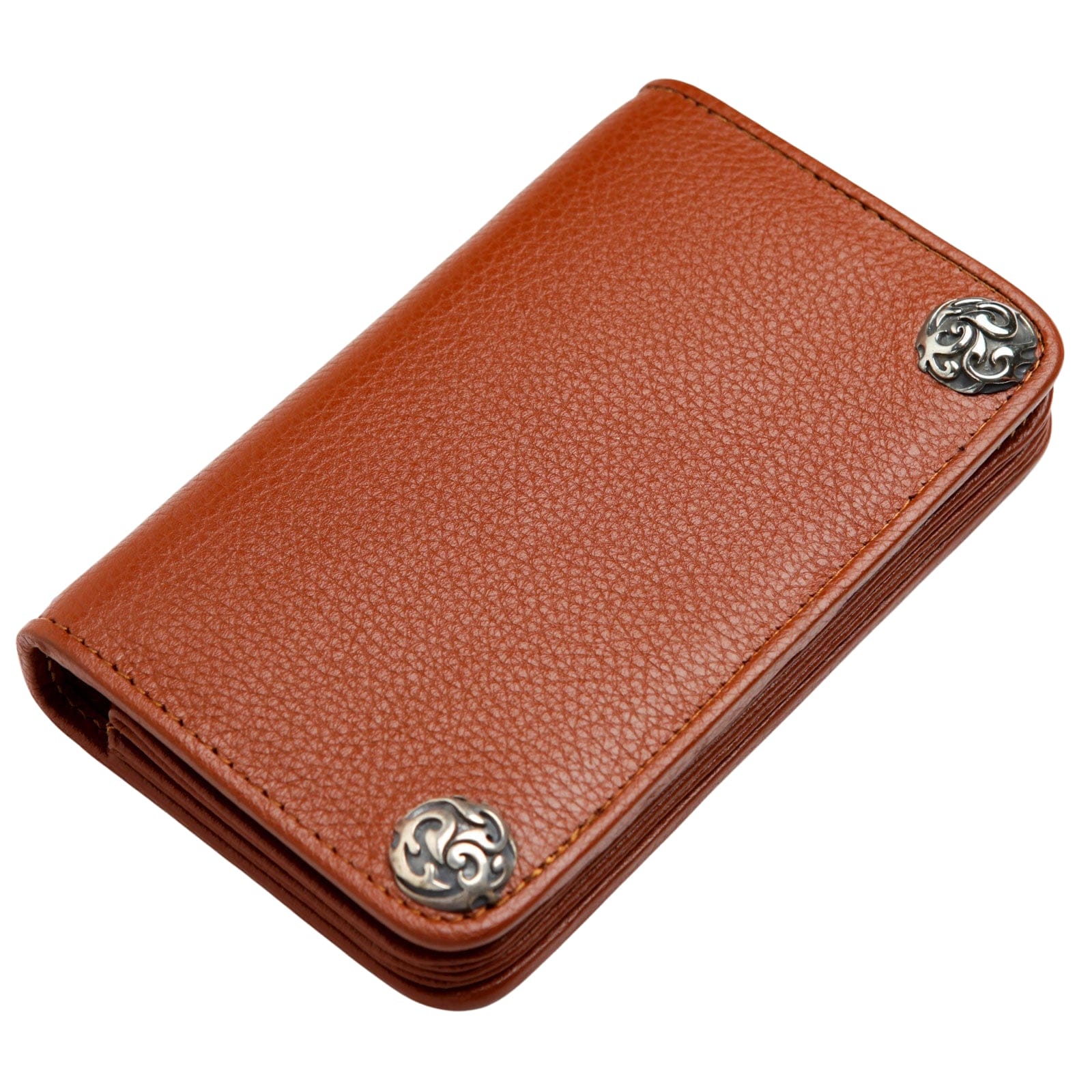 Genuine Cowhide Leather Biker Wallet for Men - Cognac Brown RFID Blocking Slim Bifold Wallet - Perfect for Motorcycle Riders & Everyday Carry