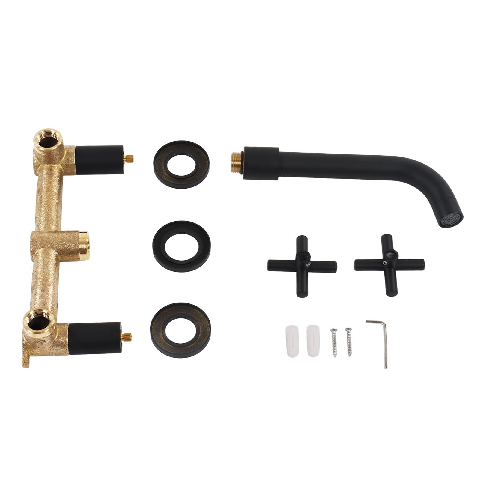 NIKOU Wall Mounted Bathtub Faucet - Hot & Cold Water Mixer Tap with G1/2 Internal/External Threads - Perfect for Bathroom Sink, Shower and Bathtub Installation