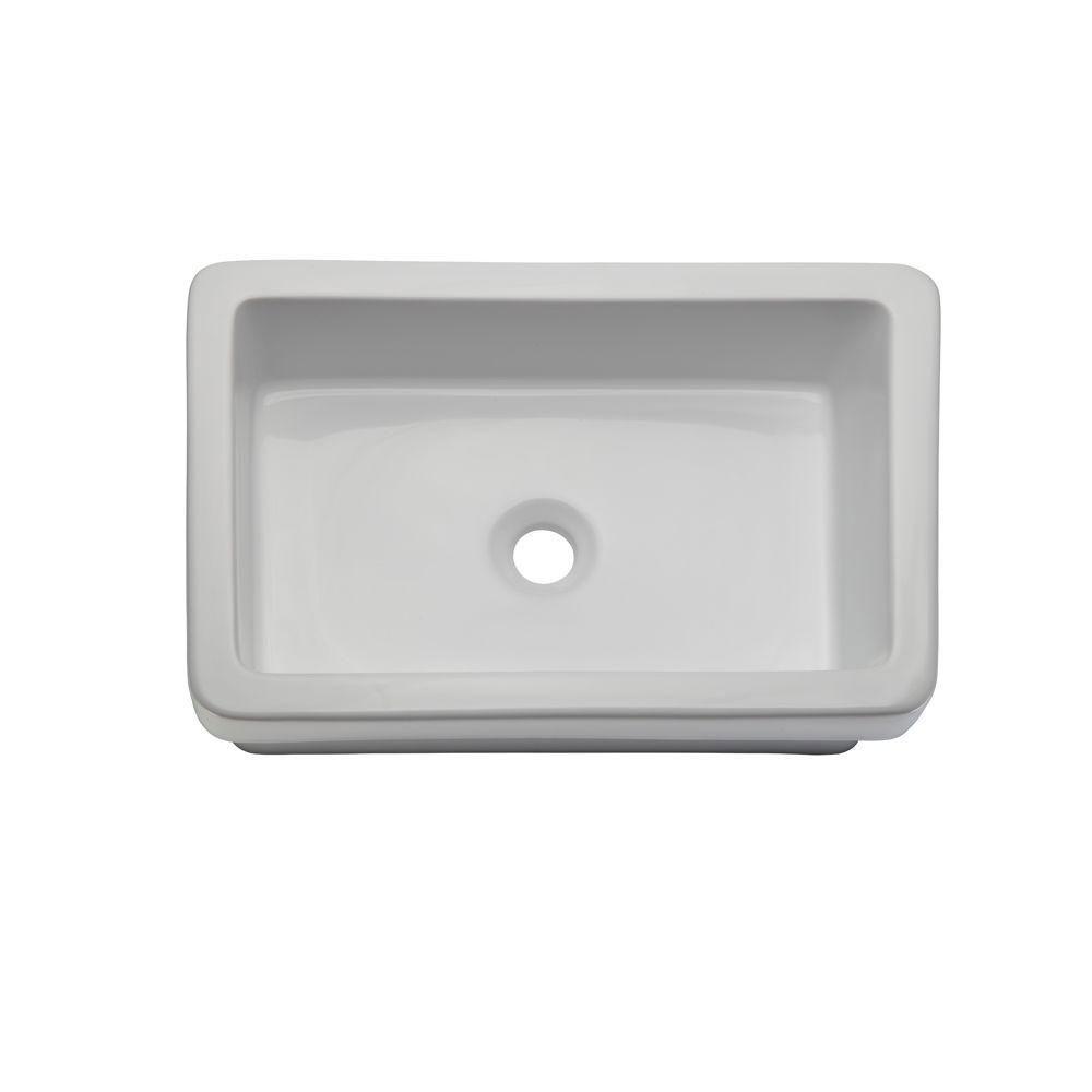 Decolav 1453 CWH Semi-Recessed Bathroom Sink - Classic White Porcelain Vessel Sink for Vanity | Perfect for Modern Bathrooms, Powder Rooms & Guest Baths
