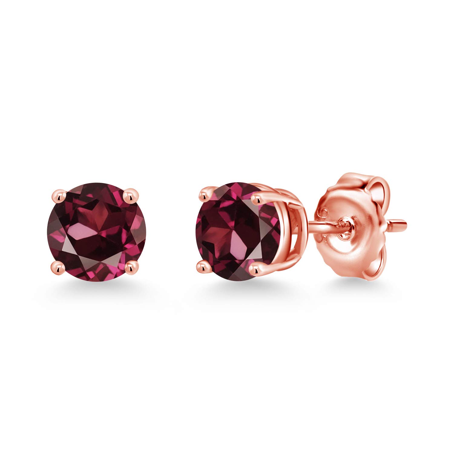 18K Rose Gold Plated Silver 6MM Round Gemstone Birthstone Stud Earrings for Women & Men | Personalized Zodiac Jewelry Gift for Birthday, Anniversary & Valentine's Day | Elegant Everyday Wear & Special Occasions