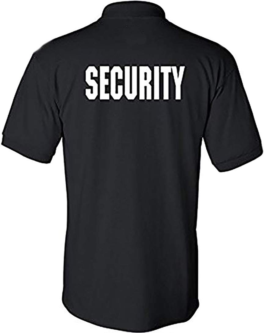 Southern Sisters SS Embroidered Security Silkscreen Front & Back Black Sport Polo Shirt - Quick Shipping | Perfect for Golf, Tennis & Casual Wear