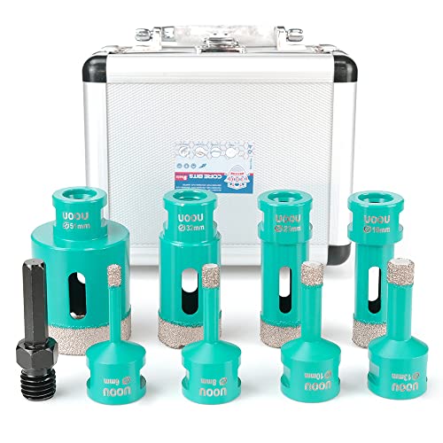 Premium Diamond Hole Saw Kit for Porcelain Tile, Ceramic, Marble & Brick - Vacuum Brazed Diamond Core Drill Bits Set (6/8/10/13/19/25/32/51mm) with SDS Adapter - Perfect for Bathroom Renovation, Kitchen Backsplash & Stone Countertop Installation