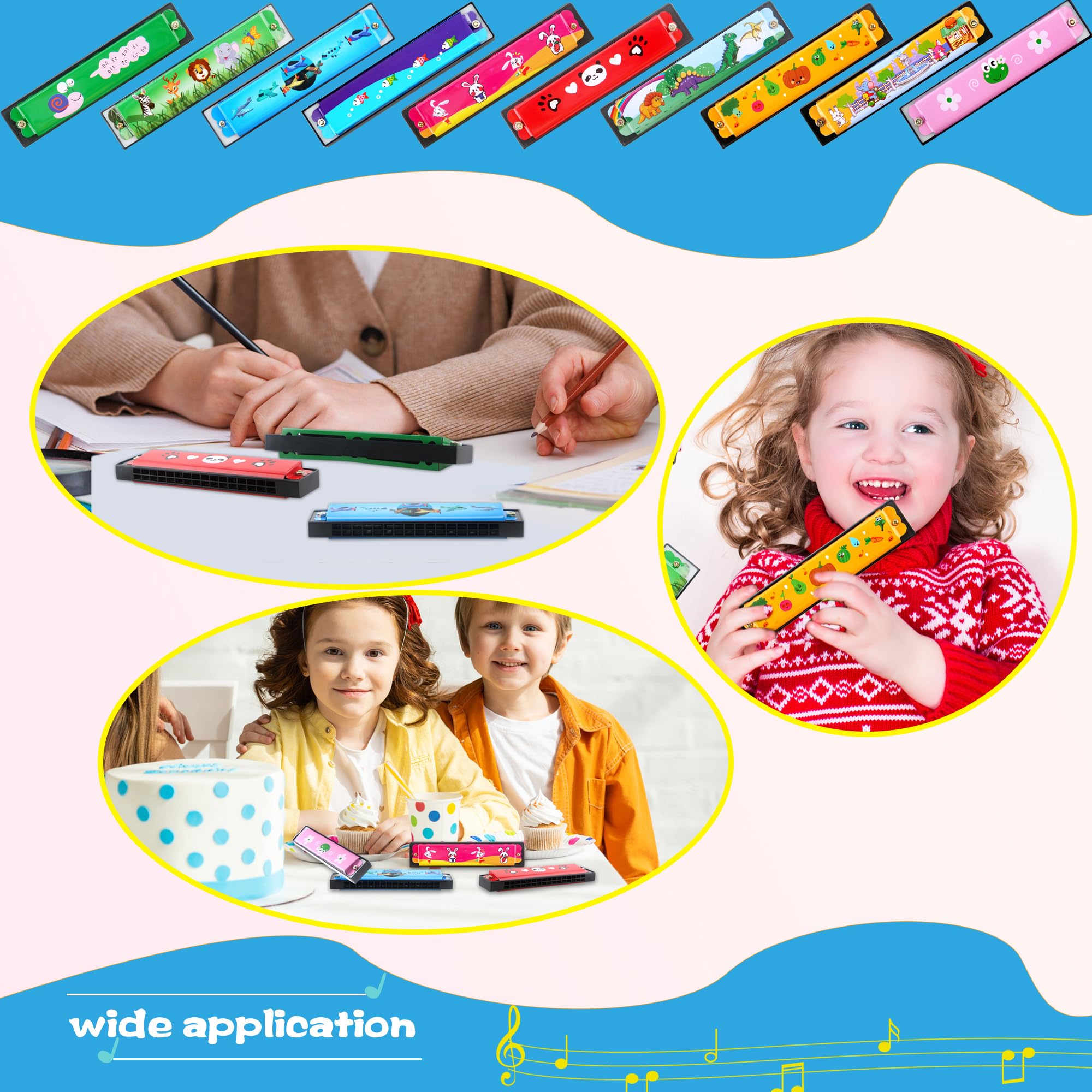 16-Hole Cartoon Harmonica Toy - 30 Pack for Kids & Adults | Musical Gift for Beginners, Parties & Learning