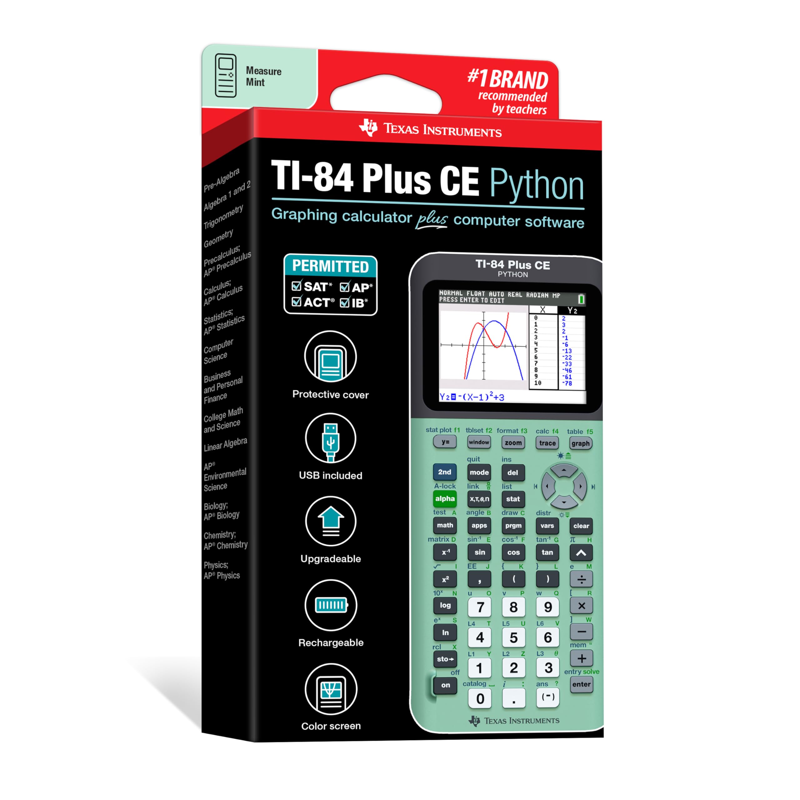 Texas Instruments TI-84 Plus CE Color Graphing Calculator - Mint Green | Advanced Math & Science Tool for High School & College Students | Perfect for Algebra, Calculus, Engineering & SAT/ACT Exams