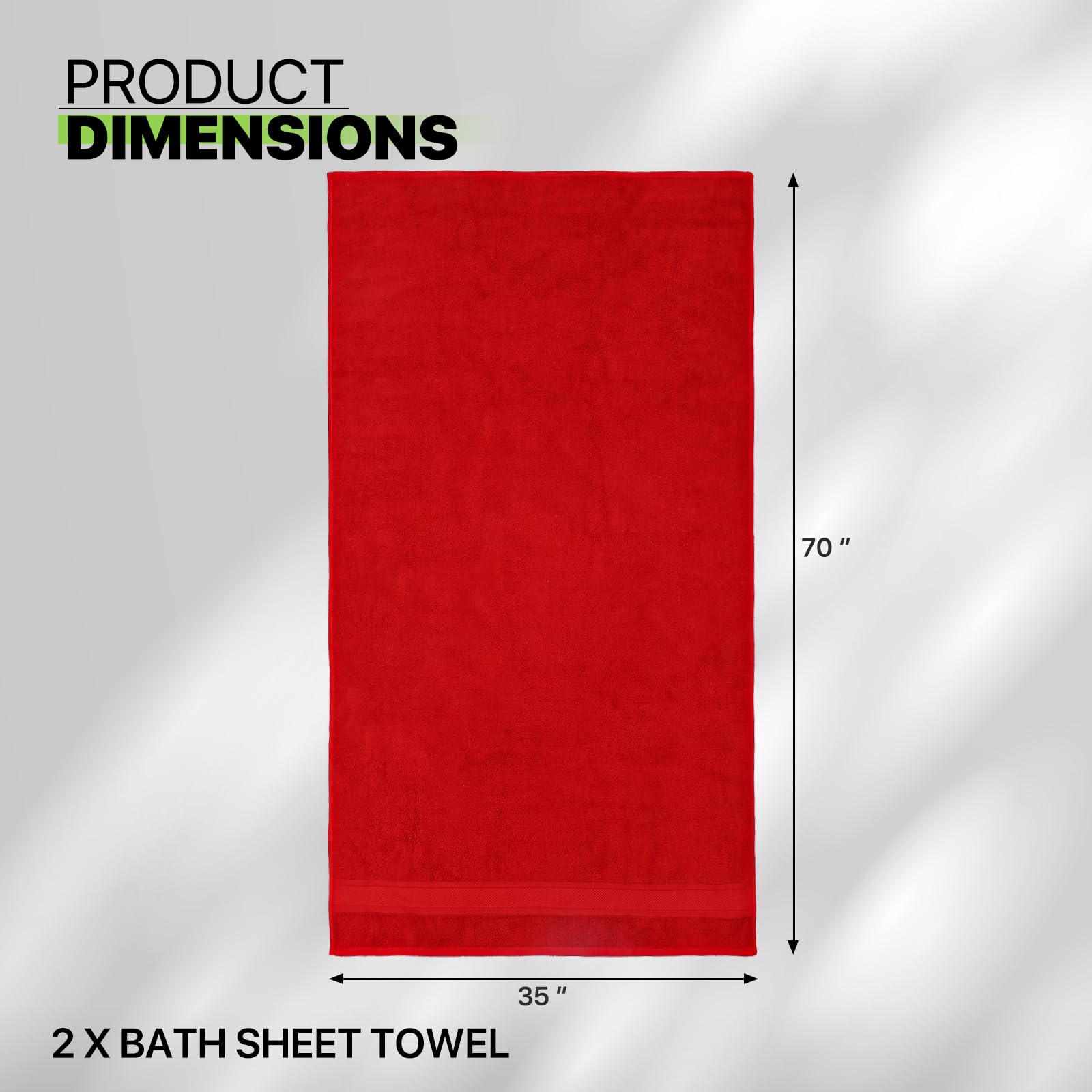Magshion Extra Large Cotton Bath Sheets - Set of 2 Oversized Quick-Dry Bath Towels for Adults, Soft & Absorbent (Red) - Perfect for Spa, Beach & Luxury Bathroom Use