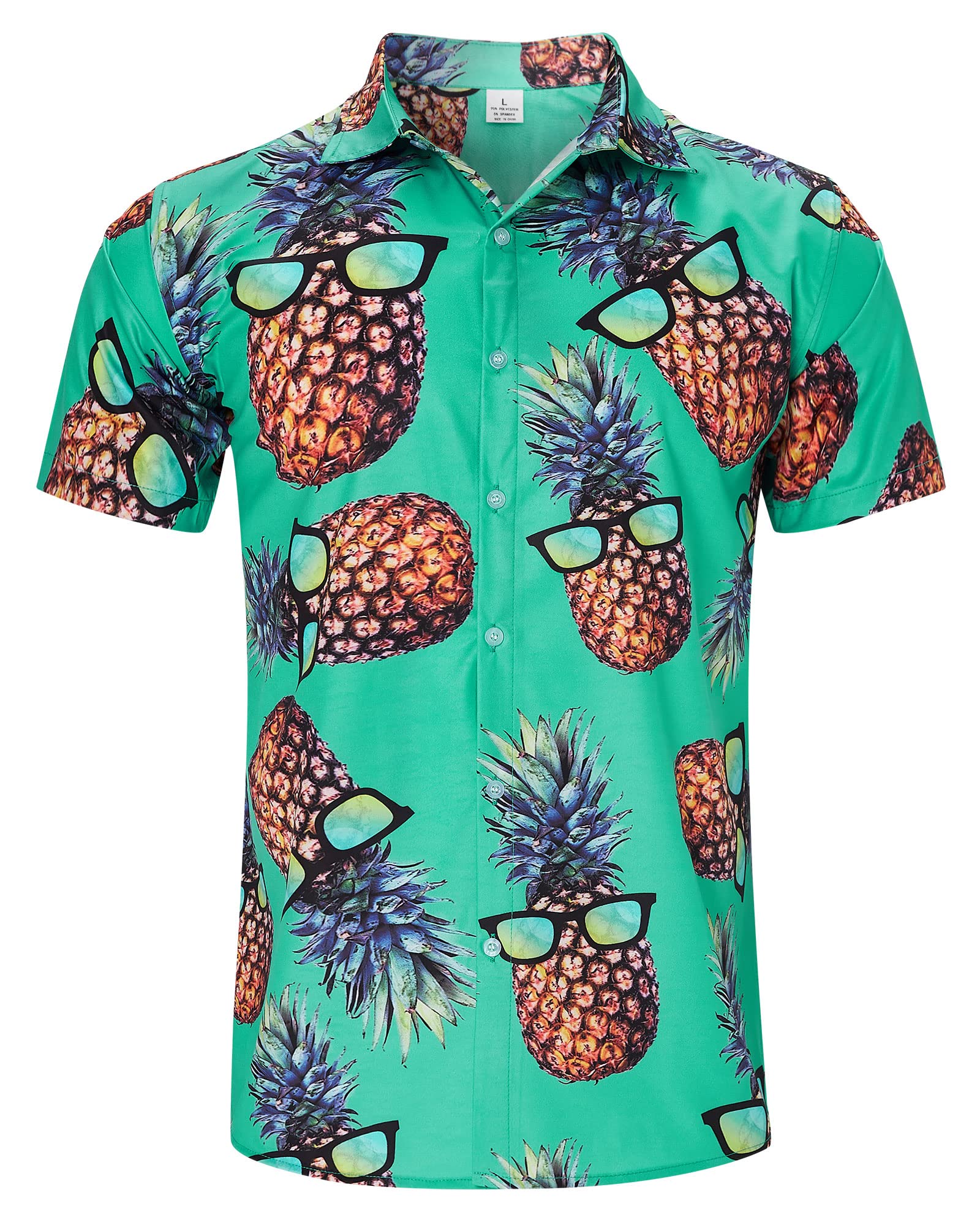 Raisevern Men's Slim-Fit Short Sleeve Hawaiian Shirt | Breathable Button Down Aloha Shirt for Summer Beach Vacation | Casual Dress Shirt for Tropical Parties, Luau Events & Island Getaways