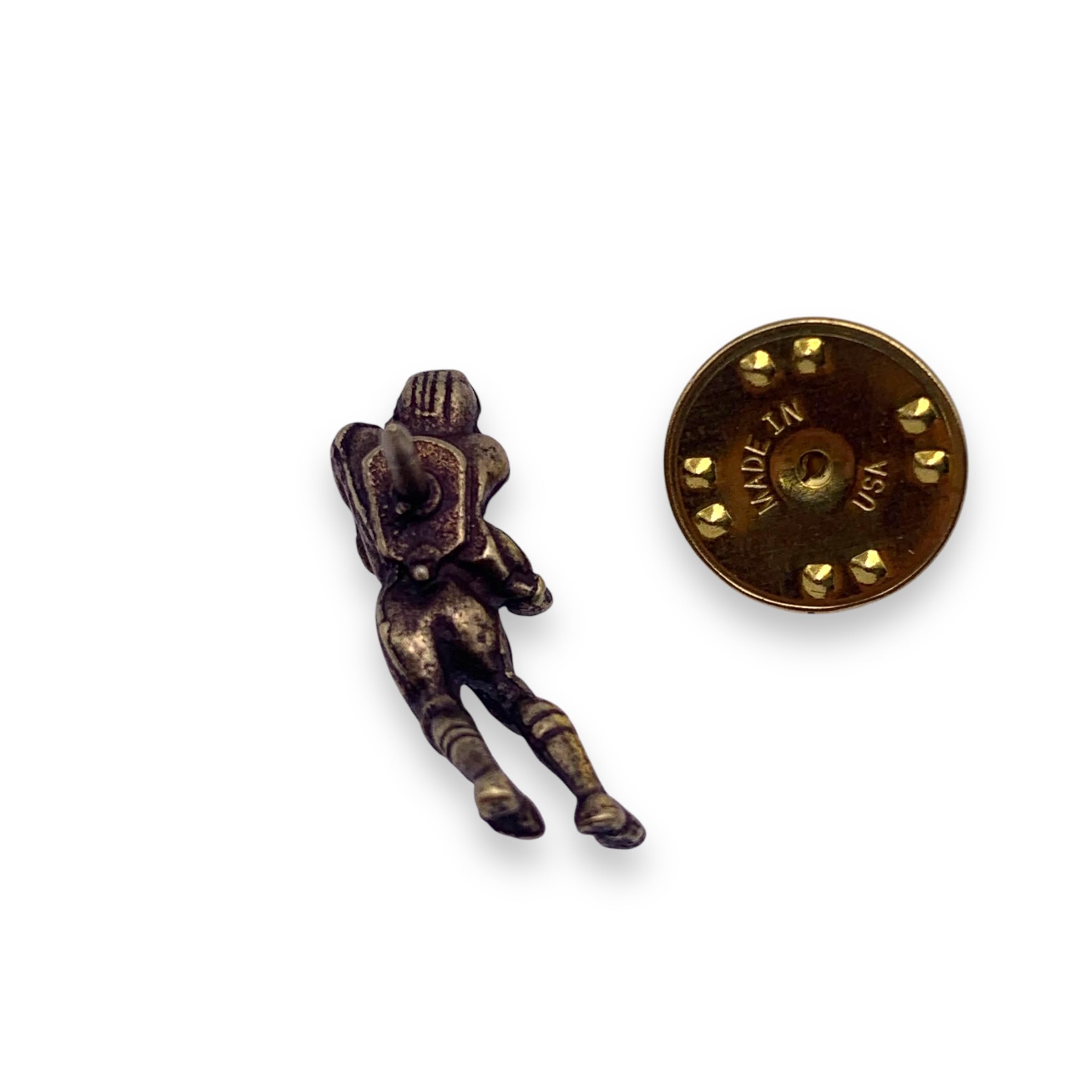 STOCKPINS Brass Football Player Lapel Pin - Premium Gift for Team Captains, Coaches & Fans - Perfect for Varsity Jackets, Hats, Backpacks & Sports Events