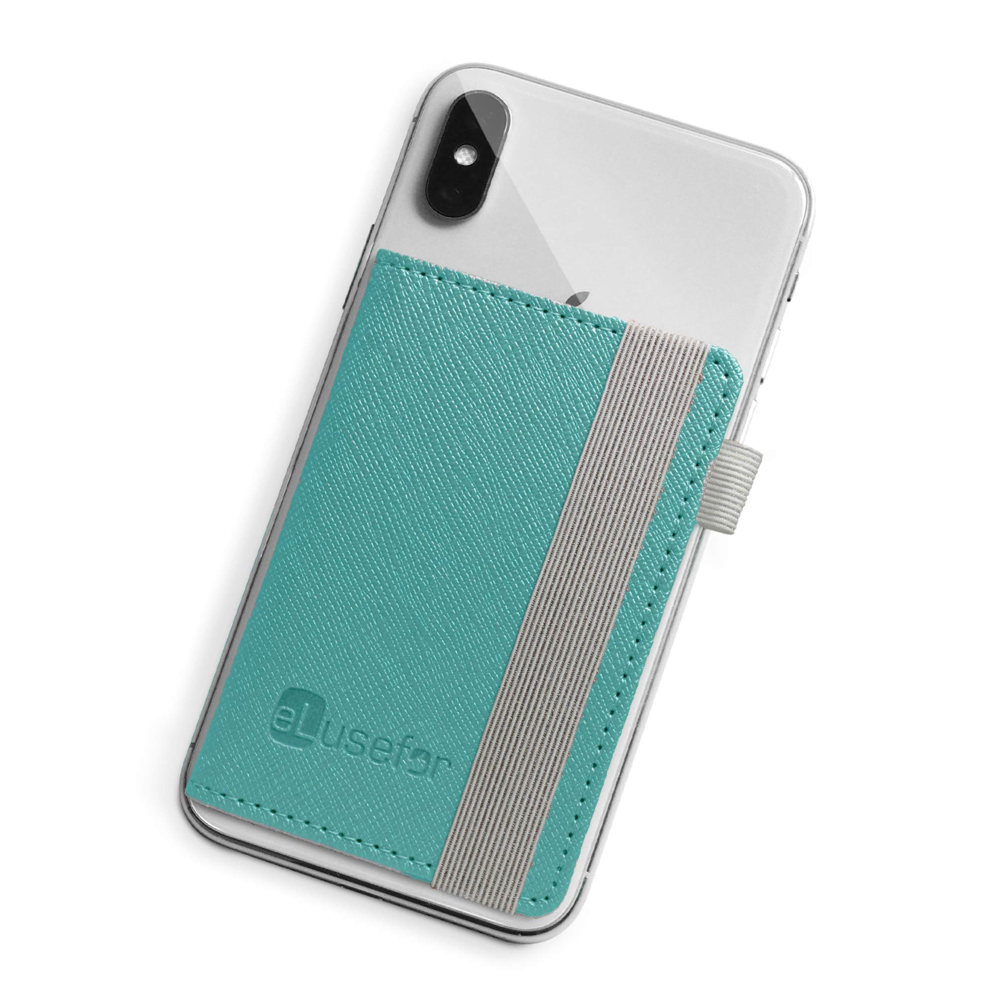 Stick-On Phone Wallet for iPhone & Android | 6-Card Holder with Stand - Waterproof & Travel-Friendly - Turquoise for Daily Use