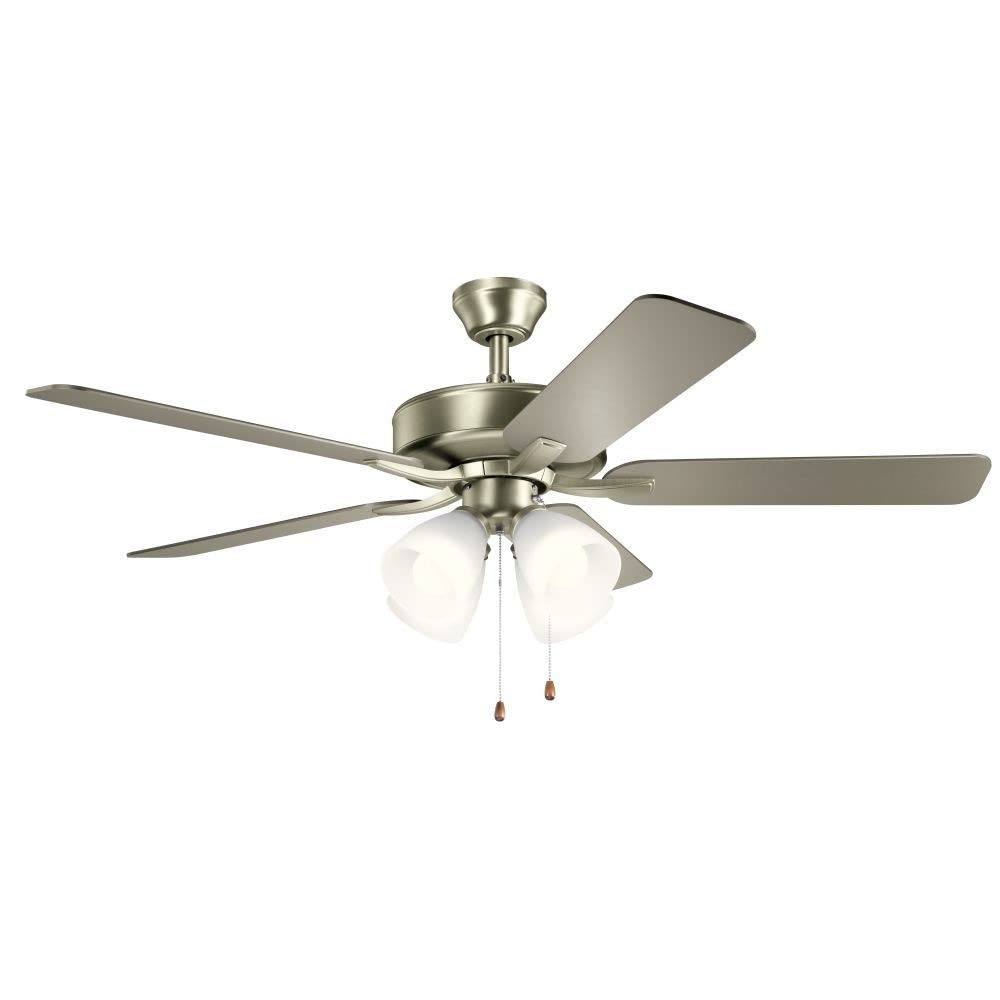 Kichler 330016MWH 52-Inch Matte White Ceiling Fan with LED Light Kit - Energy Efficient Indoor/Outdoor Fan for Living Room, Bedroom, or Patio