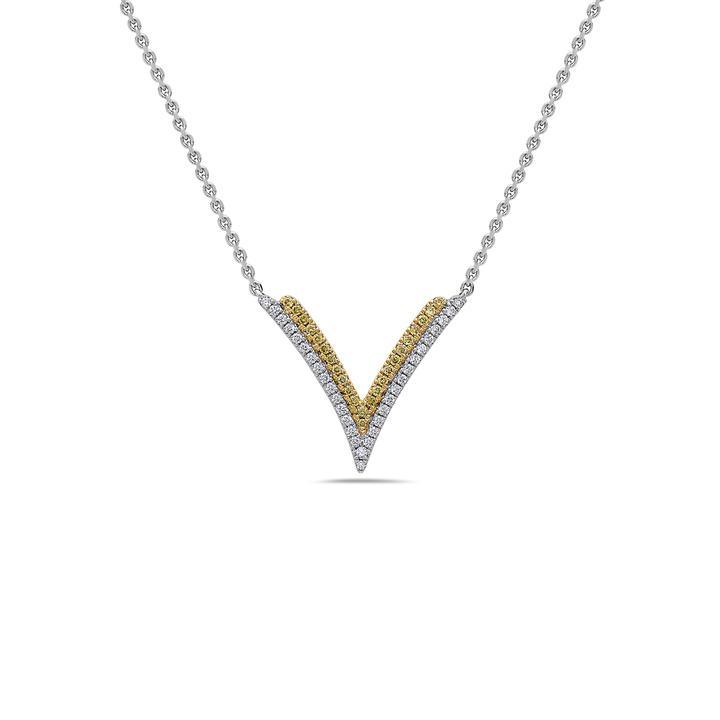 Diamond Double V Pendant Necklace for Women - 14K Gold Plated Elegant Jewelry Gift for Anniversary, Valentine's Day & Special Occasions