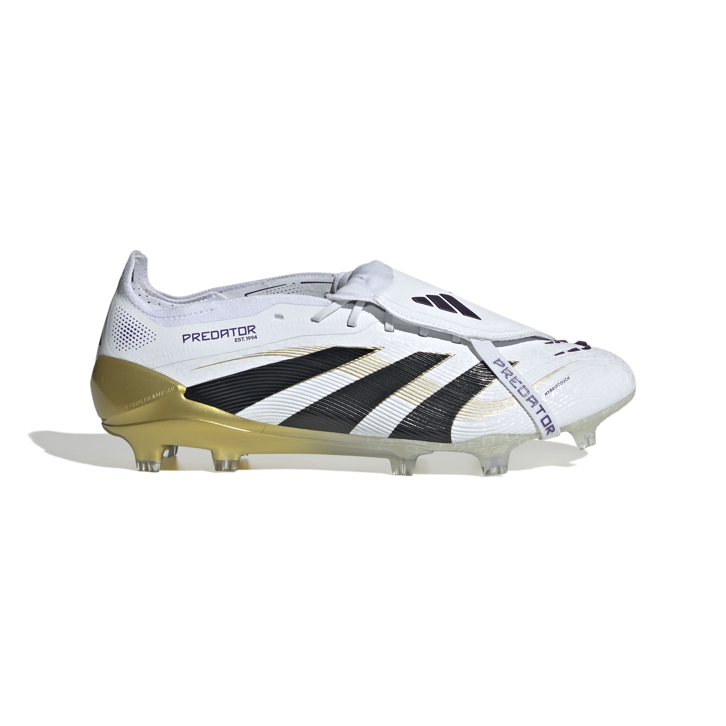 Adidas Predator Elite FG Soccer Cleats - White/Core Black/Gold Metallic - Fold Over Tongue Design for Enhanced Fit - Perfect for Competitive Matches & Training Sessions