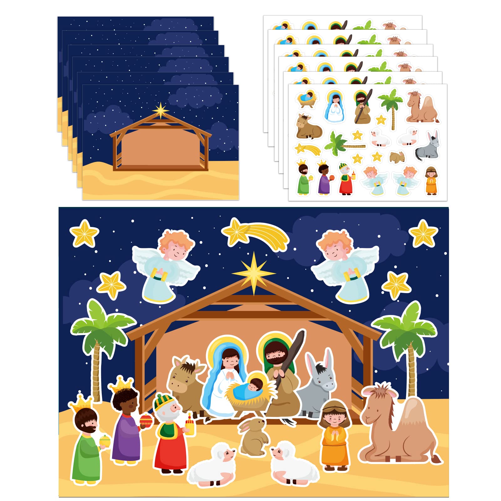 FLYAB Nativity Stickers 12 Sets - Christmas Nativity Scene Stickers for Kids, Religious Party Games, Bible School & Classroom Activities | Perfect for Christmas Decorations, Sunday School Crafts & Holiday Family Fun