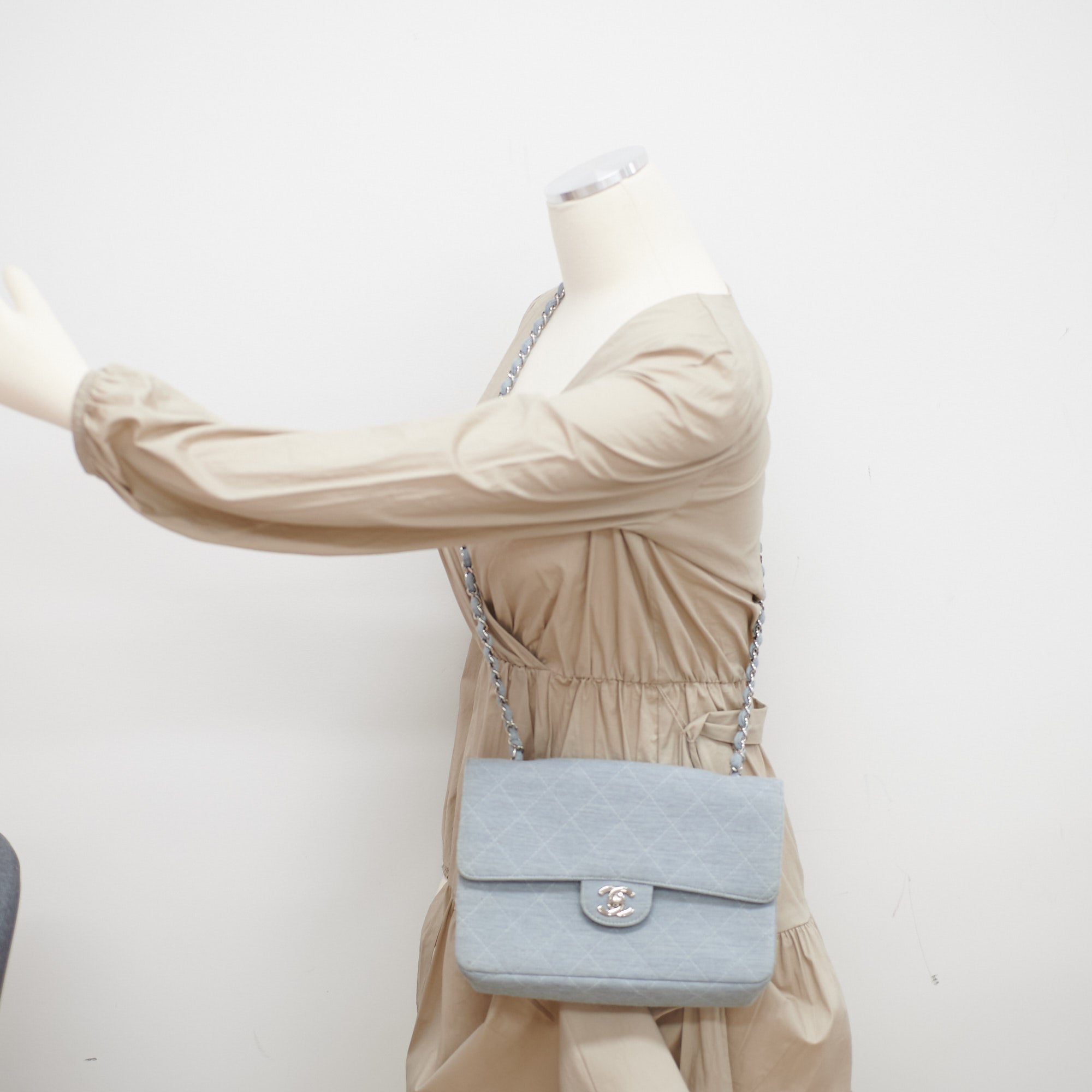Chanel Timeless Quilted Jersey Shoulder Flap Bag in Blue | Luxury Designer Crossbody Purse for Women | Perfect for Evening Events & Daily Use