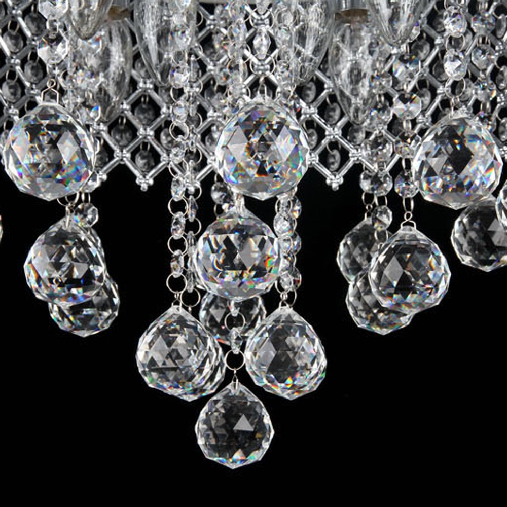 4-Light Flush Mount Chrome Crystal Chandelier - Modern Ceiling Light Fixture for Dining Room, Bedroom, Living Room & Foyer Lighting
