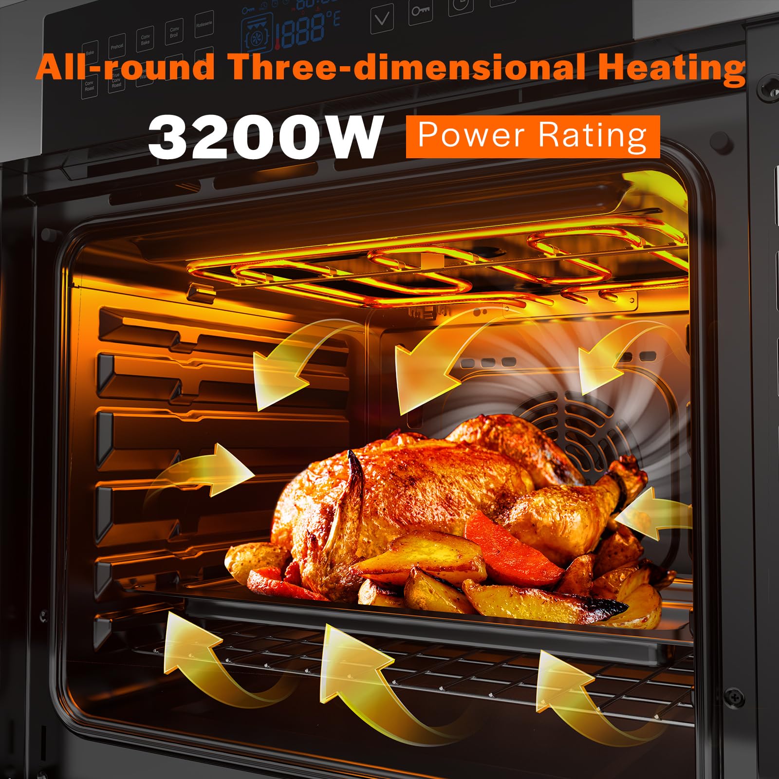 Empava 24 Inch Stainless Steel Electric Single Wall Oven - 10 Cooking Functions with 360° Rotisserie & Sensitive Touch Control - Perfect for Baking, Roasting & Entertaining in Modern Kitchens