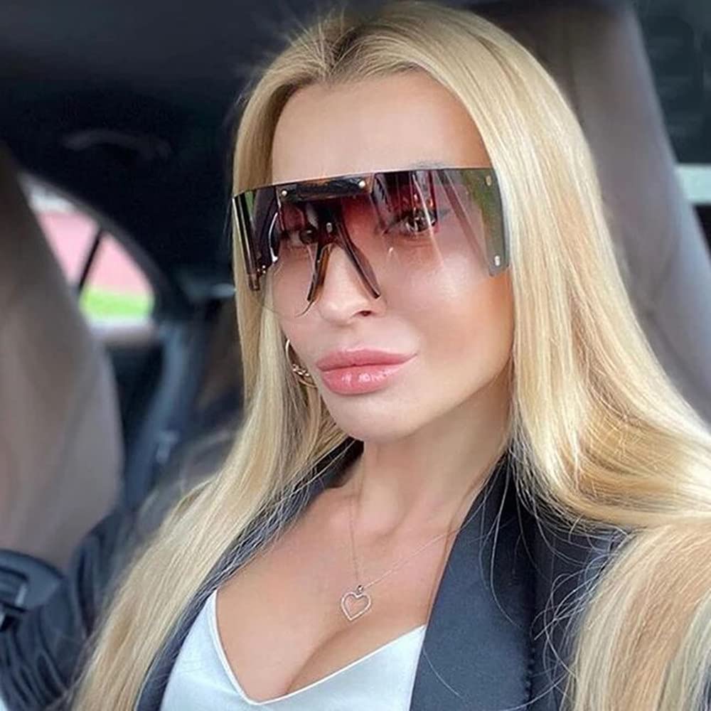 FEISEDY One Piece Oversized Sunglasses for Men & Women - UV Protection Big Frame Wrap Around Shield Sunglasses for Cycling, Driving, Beach & Vacation - Fashionable B4027 Shades for Outdoor Activities & Summer Style