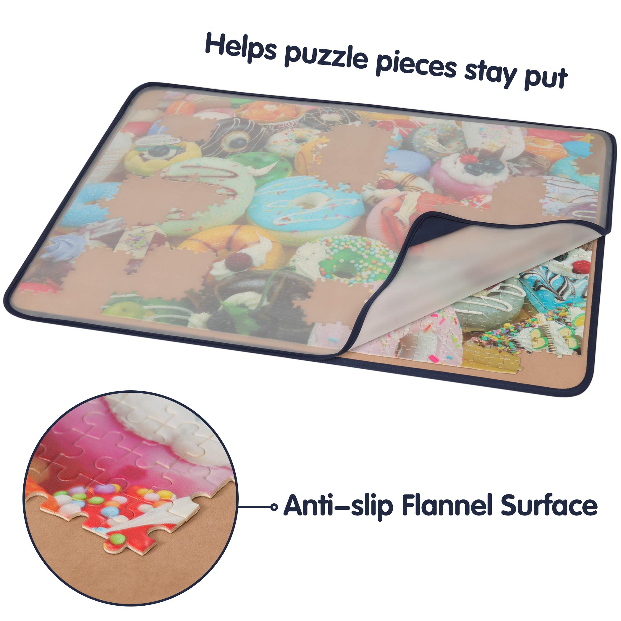 Premium Tektalk Jigsaw Puzzle Board with Dustproof Cover - Holds Up to 1500 Pieces (Khaki) | Portable Puzzle Mat for Adults & Kids | Perfect for Home, Travel, and Family Game Nights
