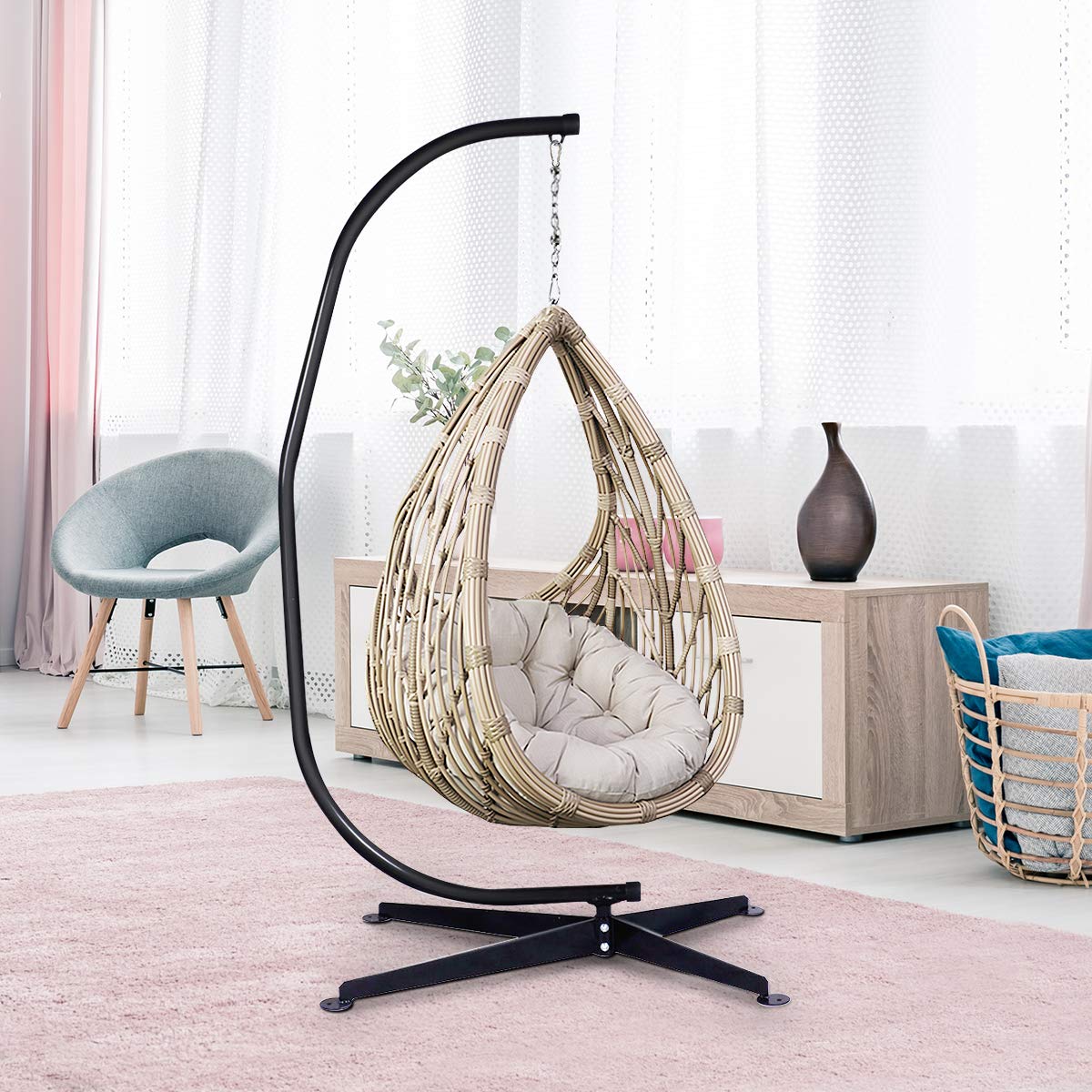 RELAX4LIFE Heavy Duty Portable Hammock Stand - Detachable C-Shaped Stand for Hanging Hammocks, Porch Swings & Outdoor Chairs | Indoor & Outdoor Use for Backyard, Patio, Camping & Relaxation
