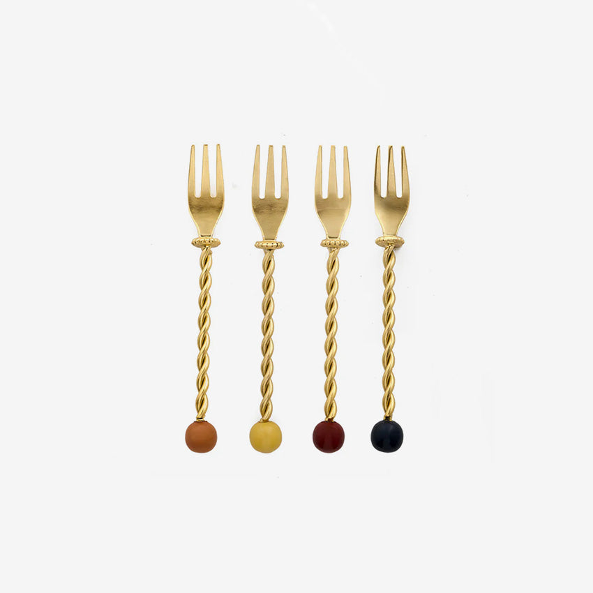 Bitossi Home Torchon Dessert Forks Set of 4 - Elegant Stainless Steel Cake Forks for Afternoon Tea, Dessert Parties & Fine Dining