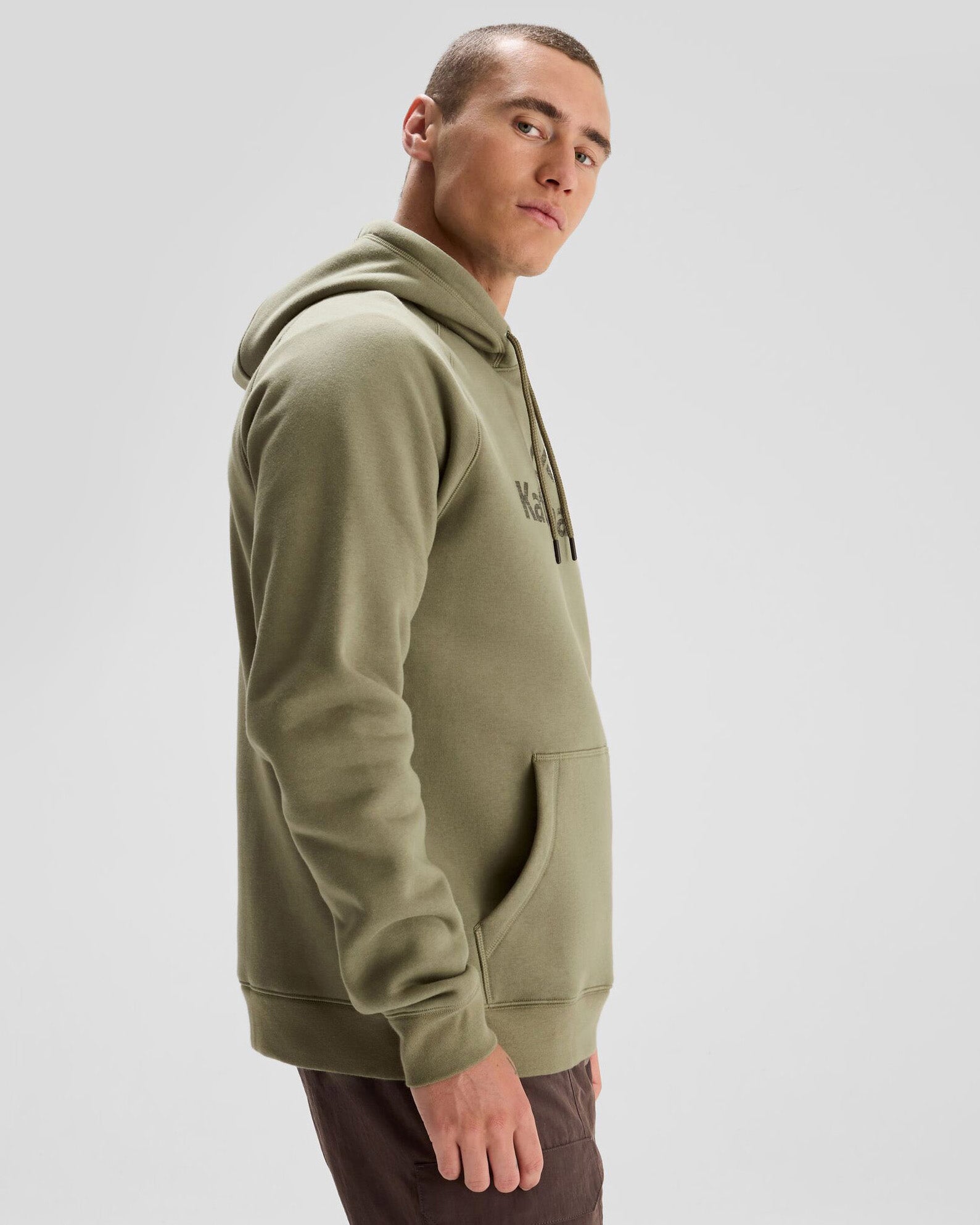 Men's Kathmandu Logo Hoodie - Soft Fleece Pullover with Front Pocket - Beech Color for Outdoor Adventures & Casual Wear