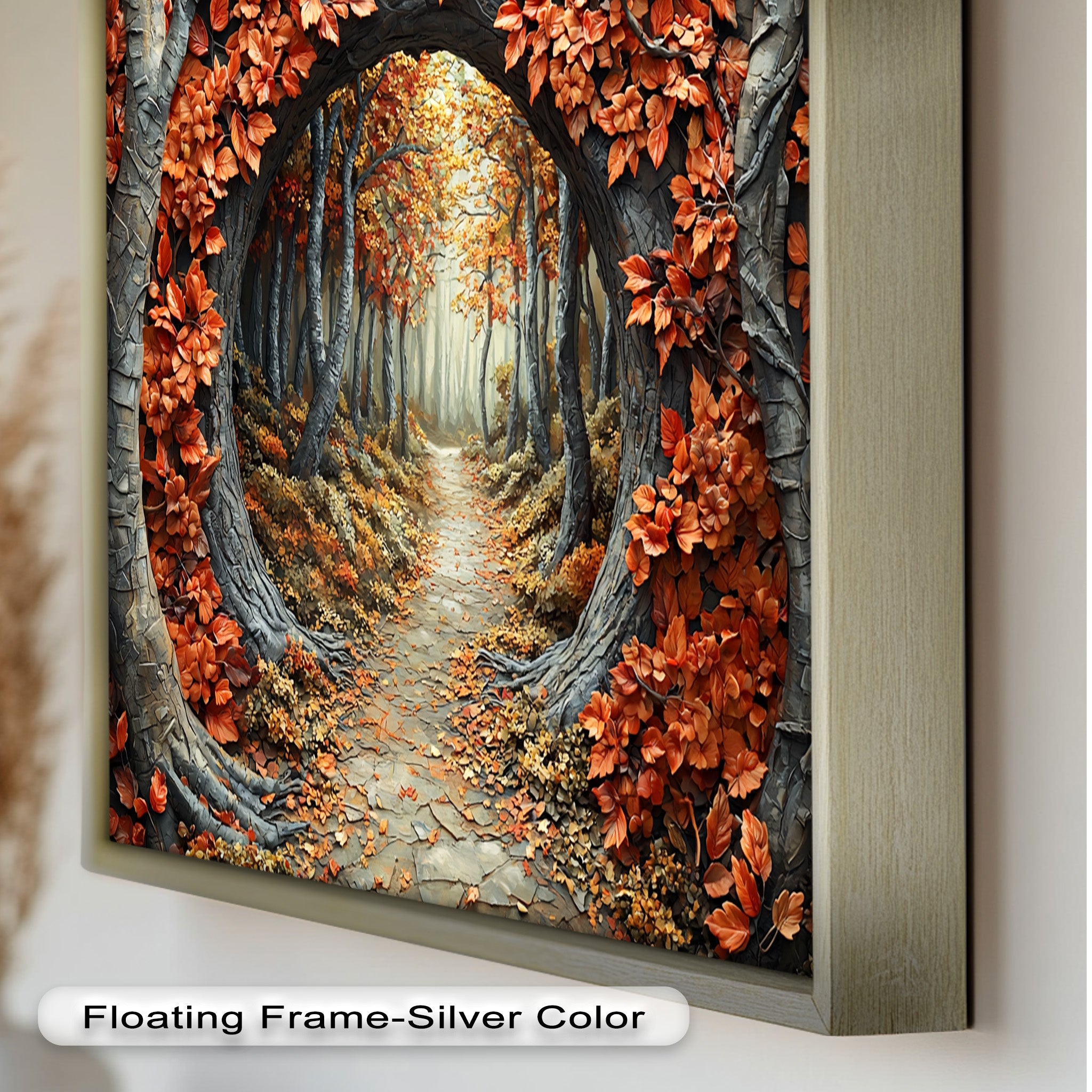 Autumn Path - Enchanted Forest Oil Painting Wall Art for Living Room, Bedroom Decor - Nature Landscape Canvas Print for Home & Office