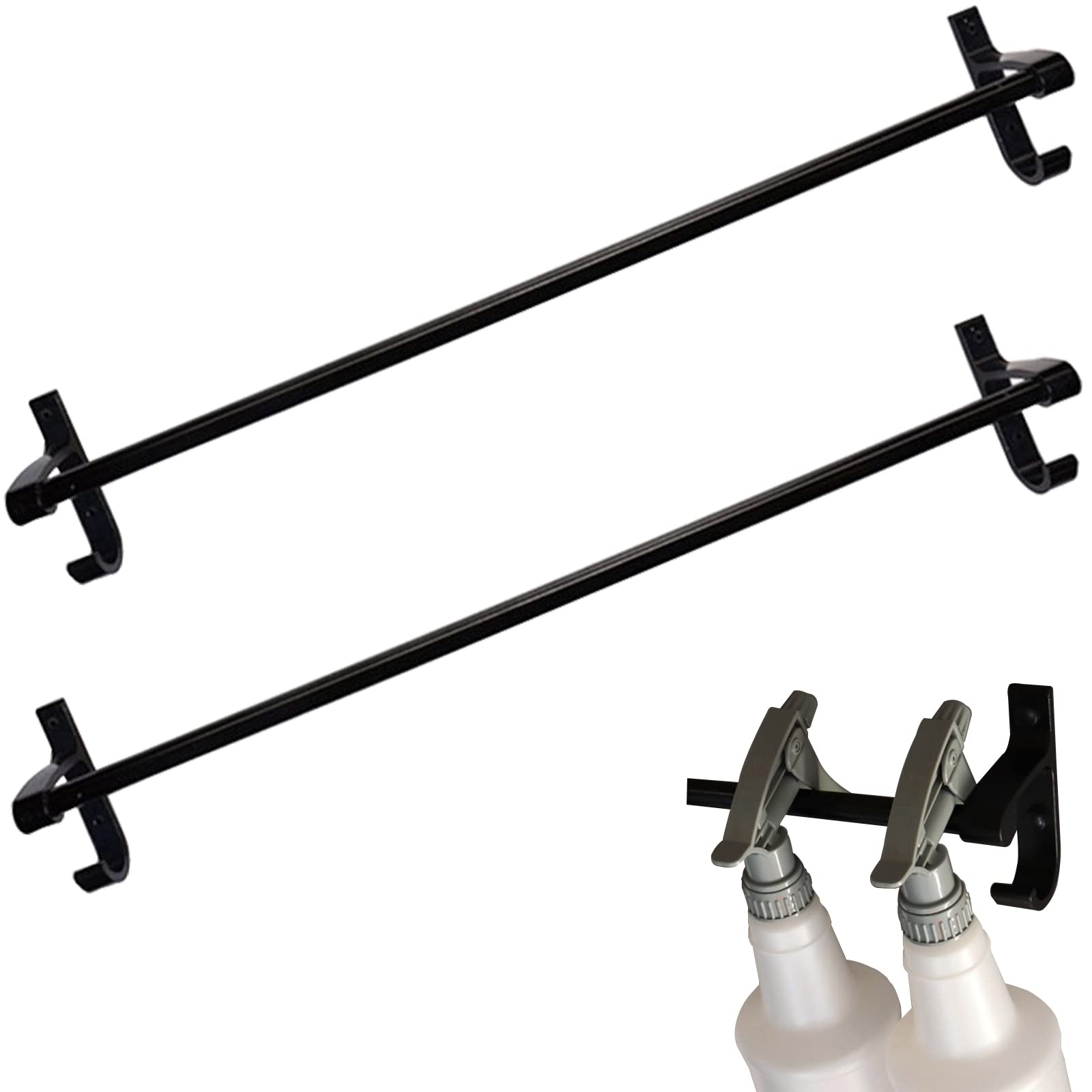 WANLIAN Spray Bottle Holder Wall Mount - 2 Pack Organizer for Garage, Bathroom, Kitchen & Auto Shop - Holds 6-8 Bottles - Perfect for Cleaning Supplies, Beauty Products & Tool Storage