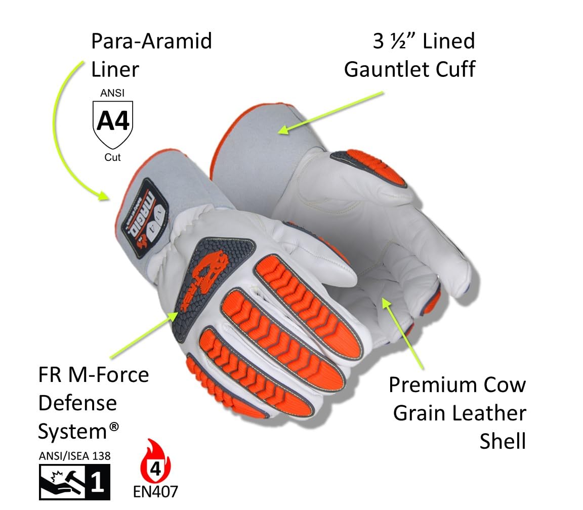 Heat Resistant Welder's Gloves - MAGID T-REX TRX848M Inferno Series (6 Pairs) - Full Leather, Size 11/XXL, Red & Gray - Ideal for Welding, Forging & High-Temperature Work Protection