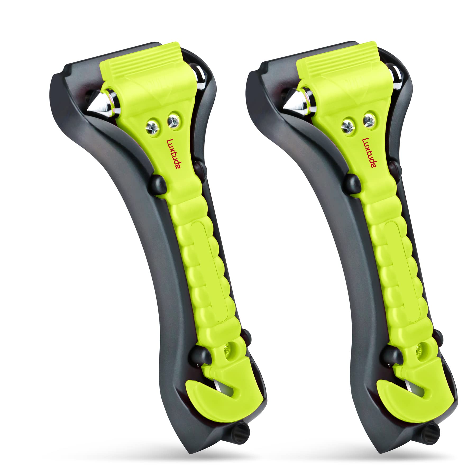 Luxtude 2-in-1 Emergency Car Escape Tool - Glass Breaker & Seatbelt Cutter - Auto Safety Hammer & Window Punch - Life Rescue Kit for Vehicles (Green, 2 Pack) - Perfect for Emergency Roadside Safety & Car Accidents