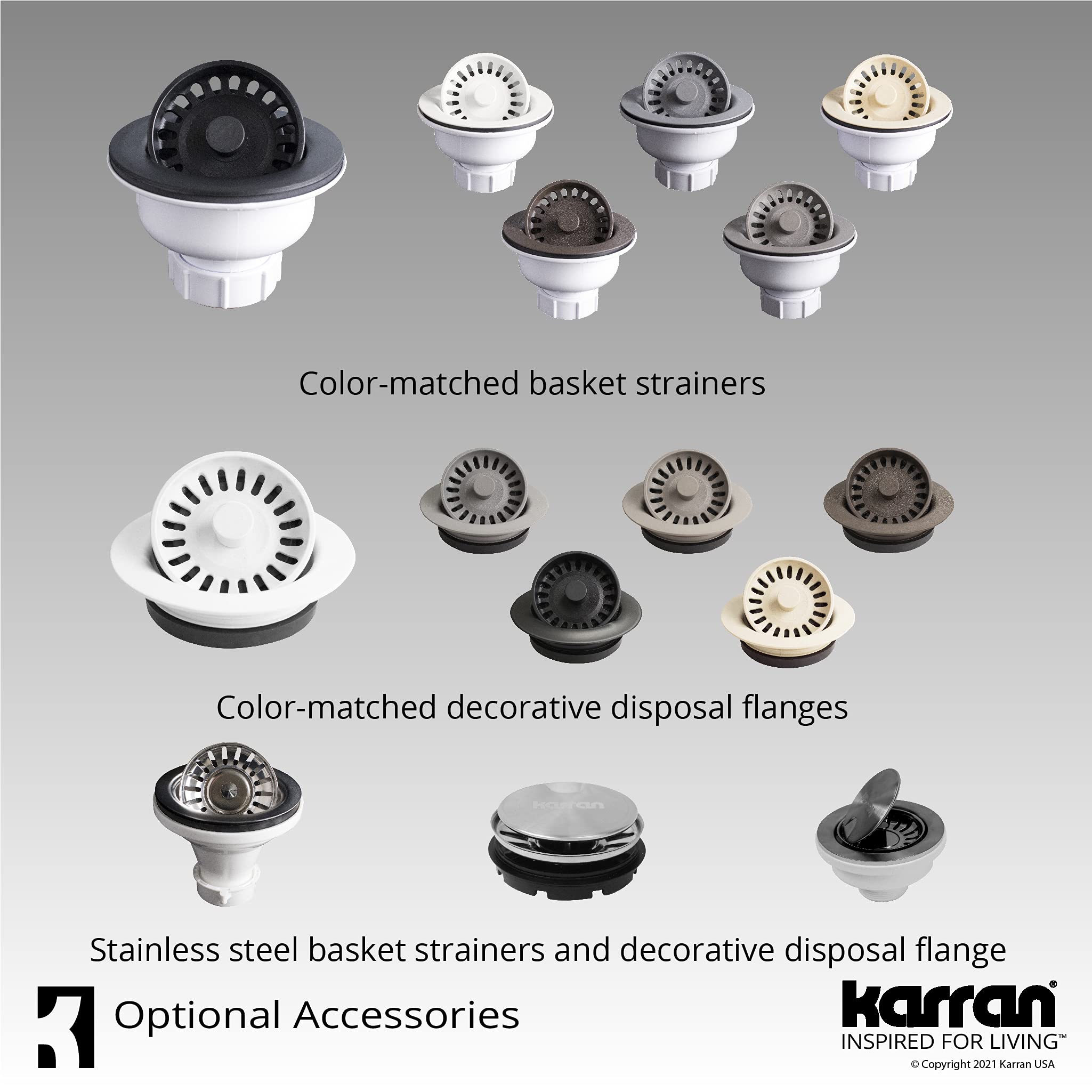 Karran QU-820 Undermount 24.38 Inch Single Bowl Quartz Kitchen Sink Kit in Grey - Durable Stain-Resistant Sink for Modern Kitchens & Food Prep Areas