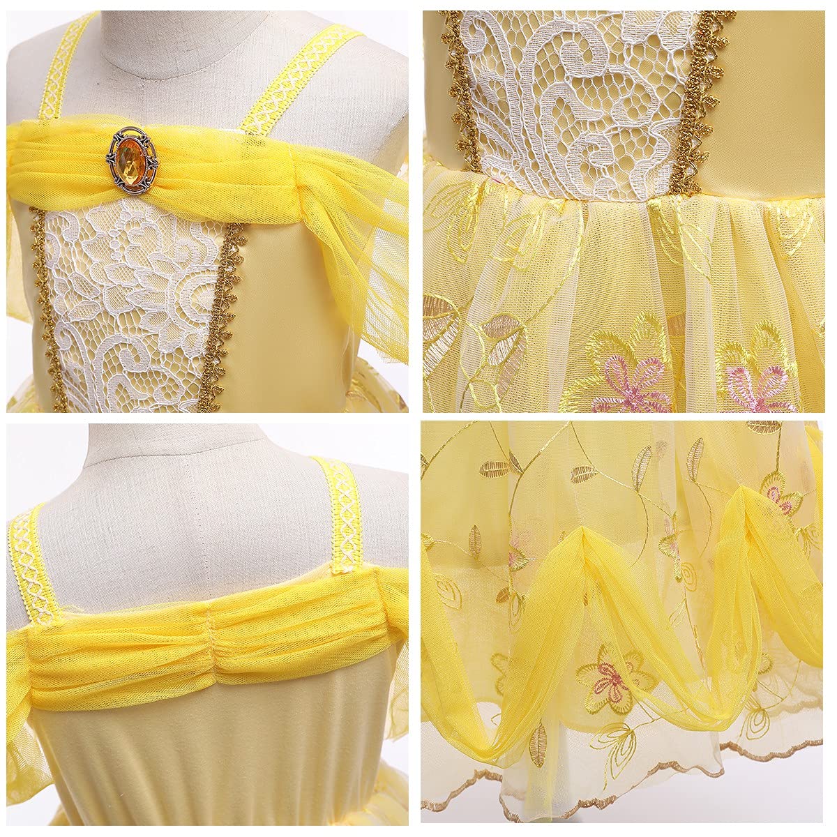 Belle Princess Dress for Girls - Beauty and The Beast Halloween Costume, Christmas & Birthday Party Gown with Accessories | Perfect for Dress-Up, Cosplay, and Special Occasions