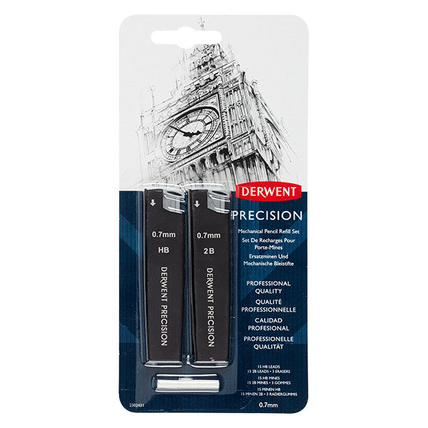 Derwent Precision Mechanical Pencil Leads Set - 0.7mm HB & 2B Graphite Refills for Smooth Writing & Sketching - Ideal for Artists, Students & Office Use