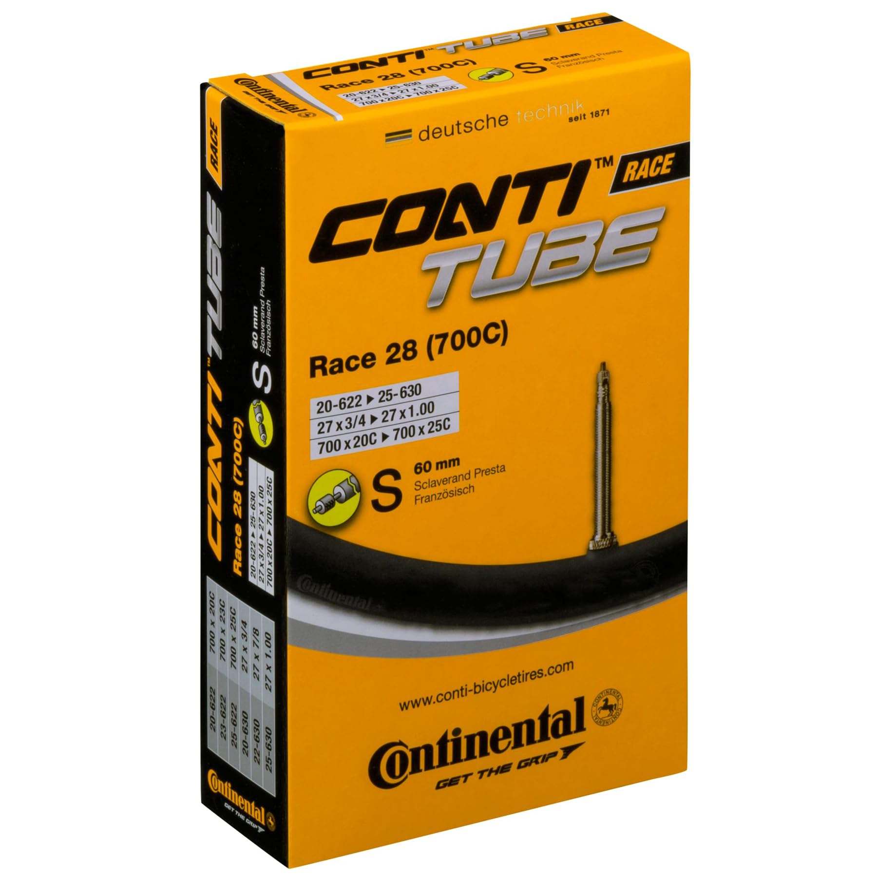 Continental Race 28 700x20-25 SV60 Presta Valve 60mm Bike Inner Tubes - 5-Pack Value Bundle for Road Bikes | High-Performance Bicycle Tubes for Racing, Commuting & Training | Compatible with 700c Wheels
