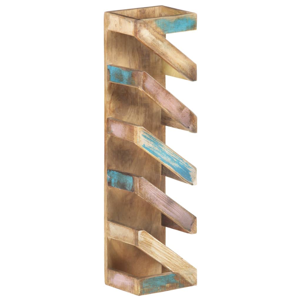 CHARMMA 5-Bottle Wine Rack - Solid Reclaimed Wood Wall Mounted Wine Storage for Kitchen, Dining Room & Bar Decor