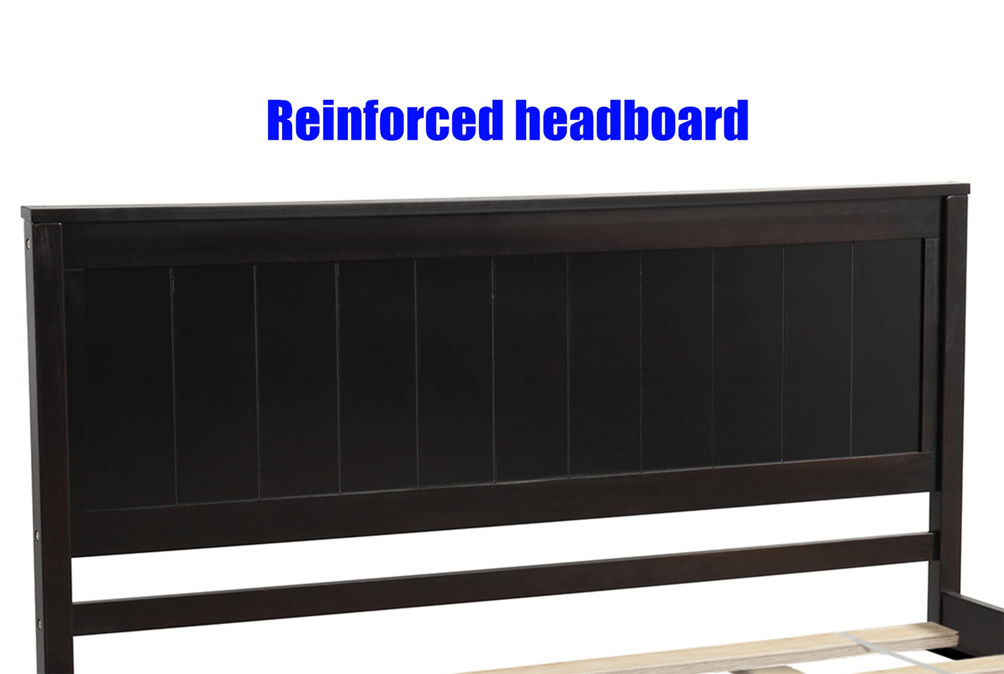 Premium Solid Wood Platform Bed Frame with Headboard - Sturdy Thick Slat Support, Easy Assembly, No Box Spring Needed (Espresso, Twin) - Perfect for Small Bedrooms, Guest Rooms & Dormitories