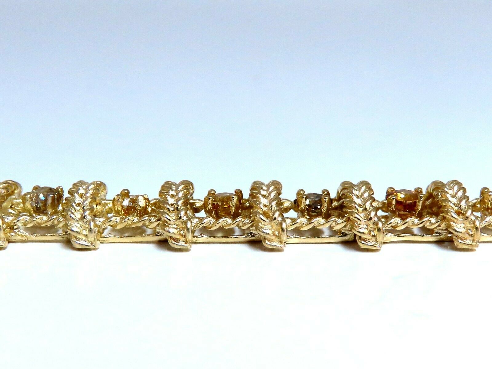 4.08ct Natural Fancy Color Diamonds Bracelet - Yellow, Orange, Green & Brown Diamonds in 14K Gold | Elegant Jewelry for Weddings, Parties & Special Occasions