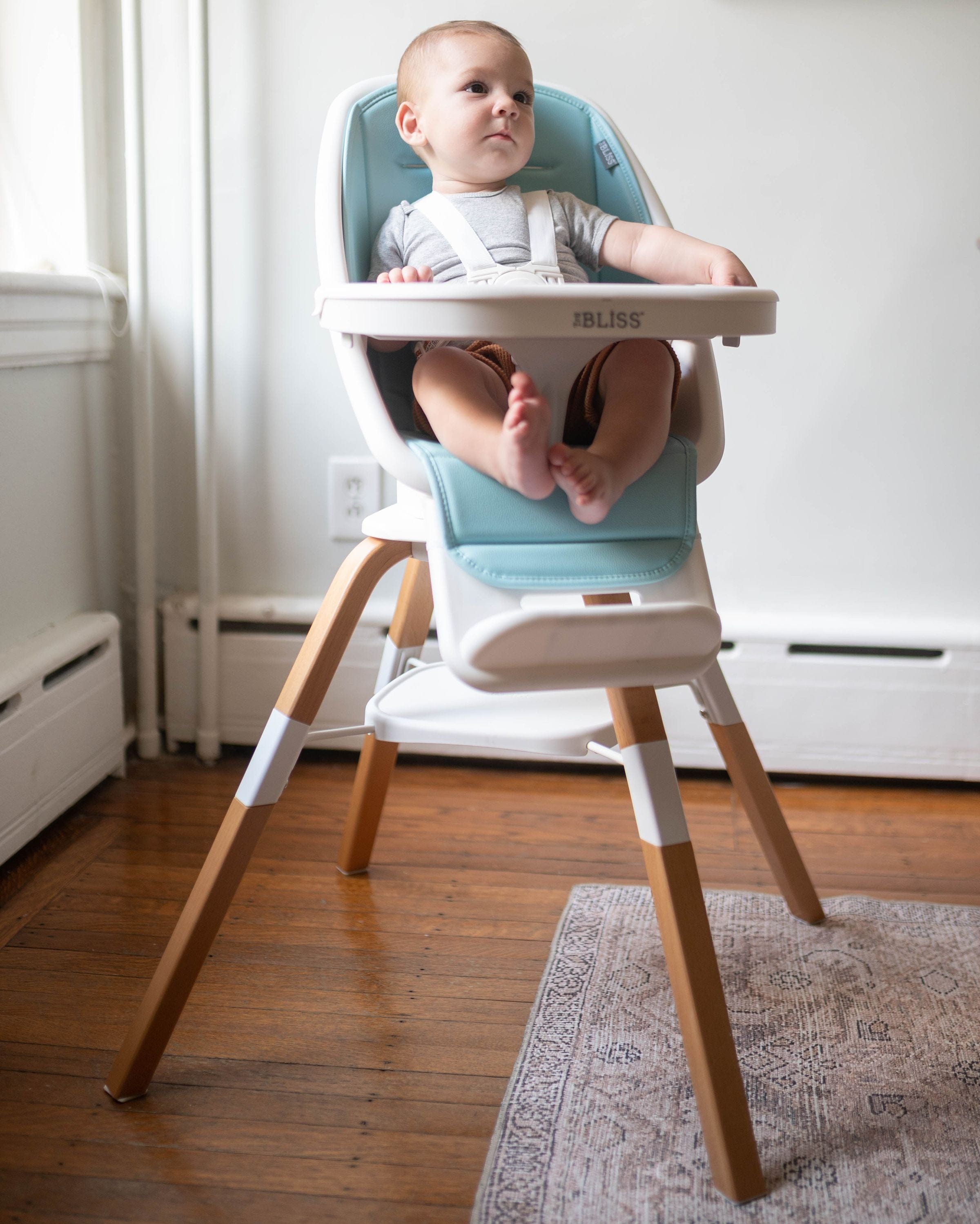 TruBliss 360° Rotating High Chair for Babies & Toddlers - Adjustable Height Convertible Baby Feeding Seat with Removable Tray - Perfect for Dining, Weaning & Playtime at Home