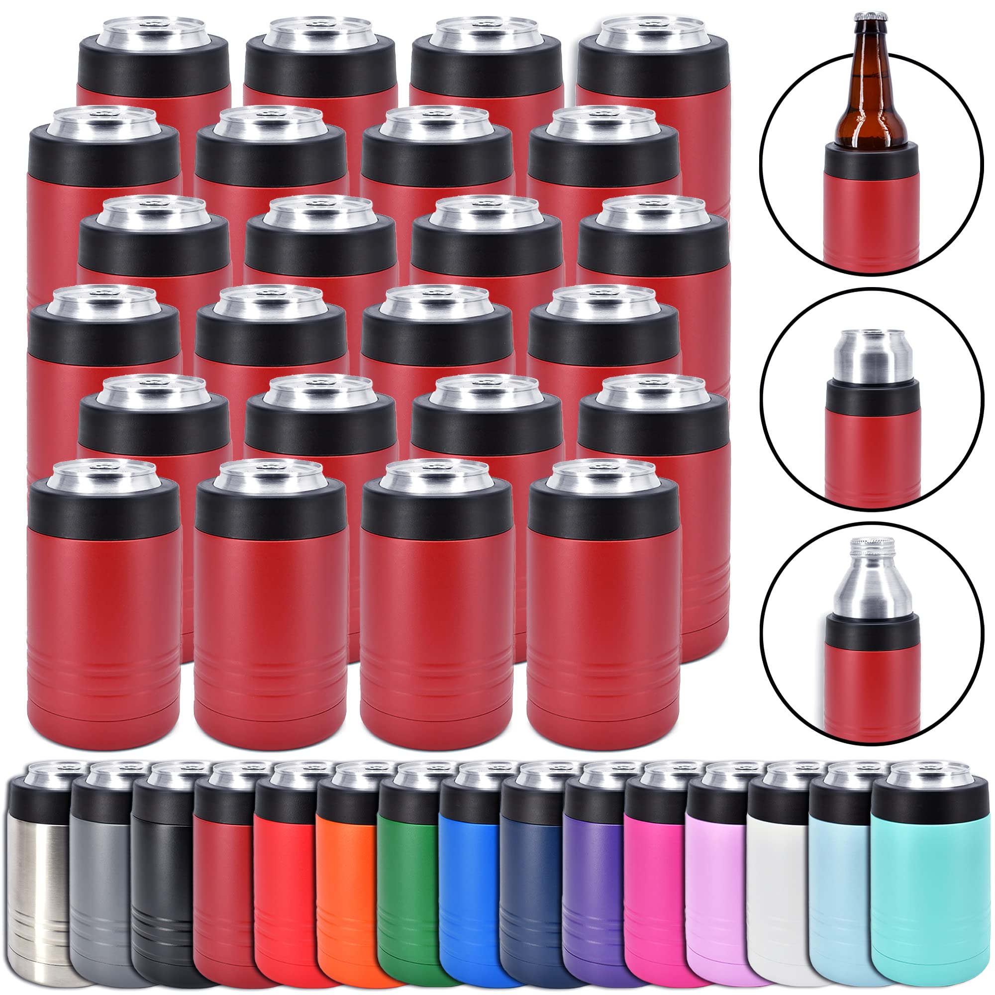 Clear Water Home Goods - 24-Pack 12 oz Stainless Steel Double Wall Vacuum Insulated Tumblers - Powder Coated Maroon - Keeps Drinks Cold for 12+ Hours - Perfect for Parties, Picnics, Office & Outdoor Activities