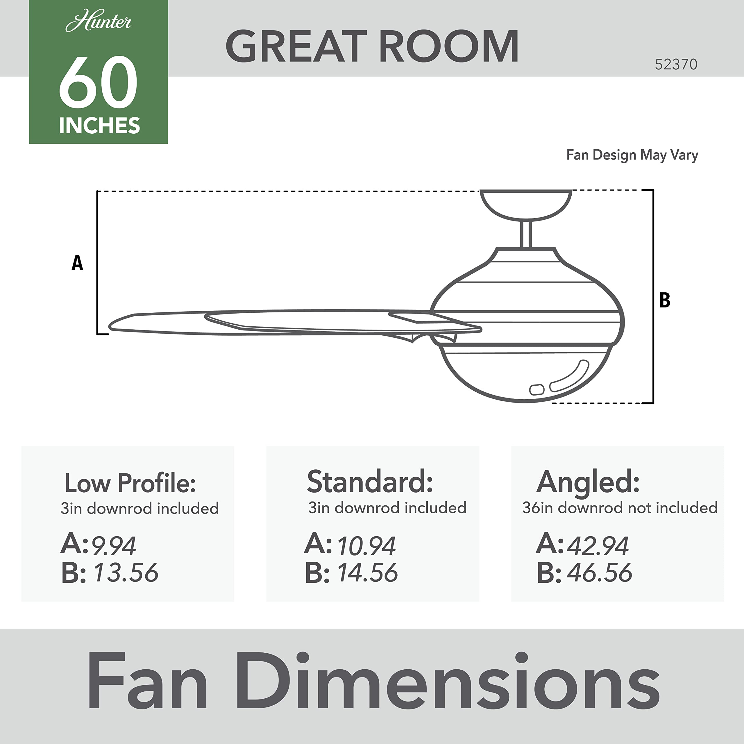 Hunter Fan Company 52370 Skysail Ceiling Fan with Light Kit, 52 Inch Fresh White - Modern Indoor Cooling for Living Room, Bedroom & Office