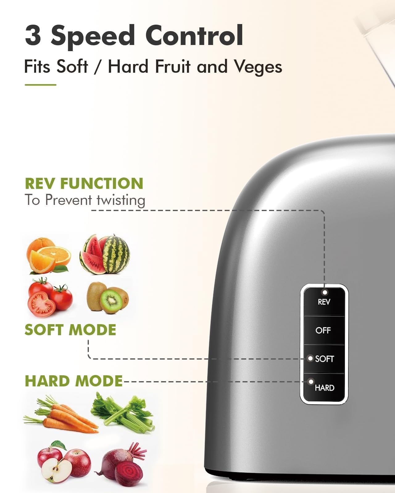 SiFENE Cold Press Juicer Machine - Wide Feed Chute, High Yield Slow Juicer for Fruits & Vegetables, Quiet DC Motor, Easy to Clean, BPA-Free - Perfect for Healthy Juicing at Home, Gym, or Office