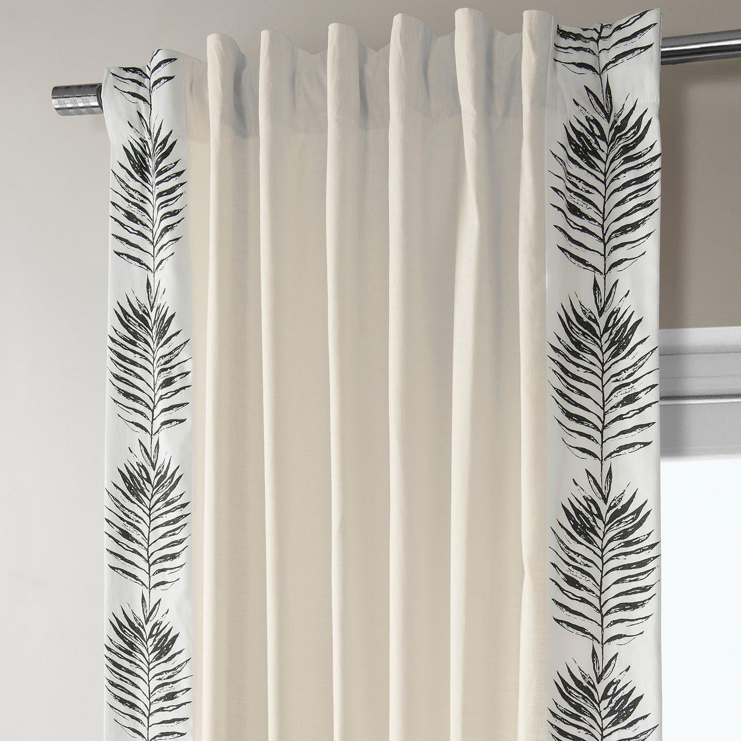 Black Bordered Cotton Curtains by Sago - Elegant Window Treatments for Living Room & Bedroom - Light Filtering & Privacy