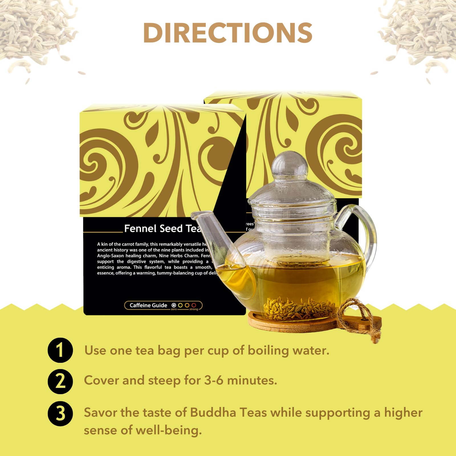 Organic Fennel Seed Tea by Buddha Teas - USDA Certified Herbal Tea for Digestion & Wellness - OU Kosher, Clean Ingredients - 18 Tea Bags (Pack of 1) - Perfect for After Meals, Relaxation & Natural Digestive Support