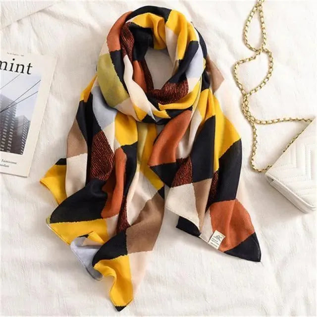 Luxury Striped Scarves for Women - Soft Cashmere & Silk Blend - Elegant Fashion Accessory for Winter, Office & Special Occasions
