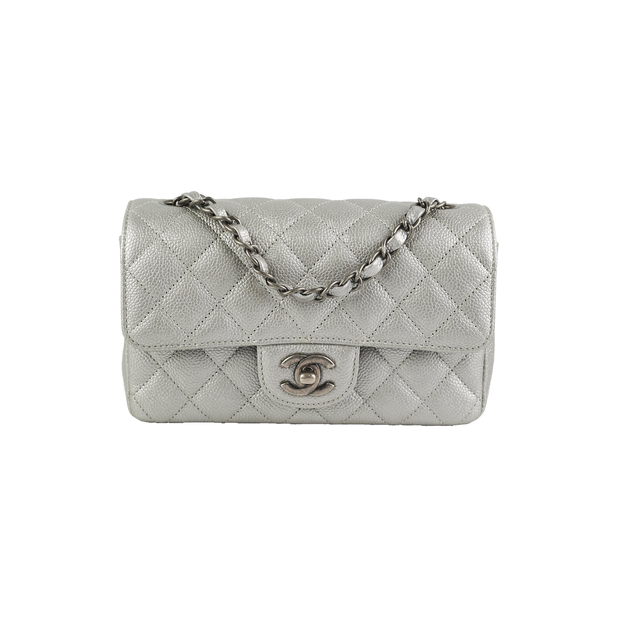 Chanel Mini Rectangular Caviar Silver Handbag - Luxury Designer Crossbody Bag for Women | Perfect for Evening Parties, Date Nights & Special Occasions