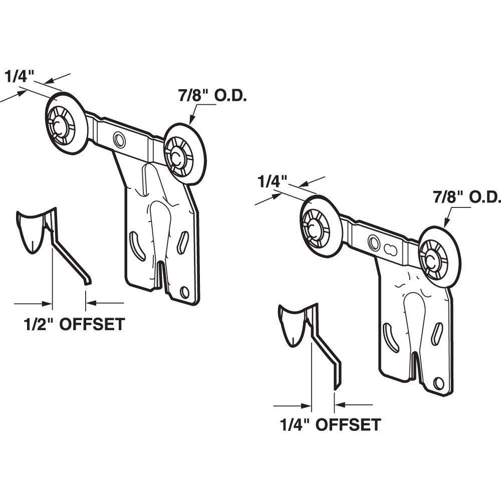Prime-Line N 7540 Sliding Closet Door Tandem Roller Kit (2 Pair) - Heavy Duty Replacement Wheels for Smooth Gliding - Perfect for Bedroom, Walk-in Closet and Wardrobe Doors