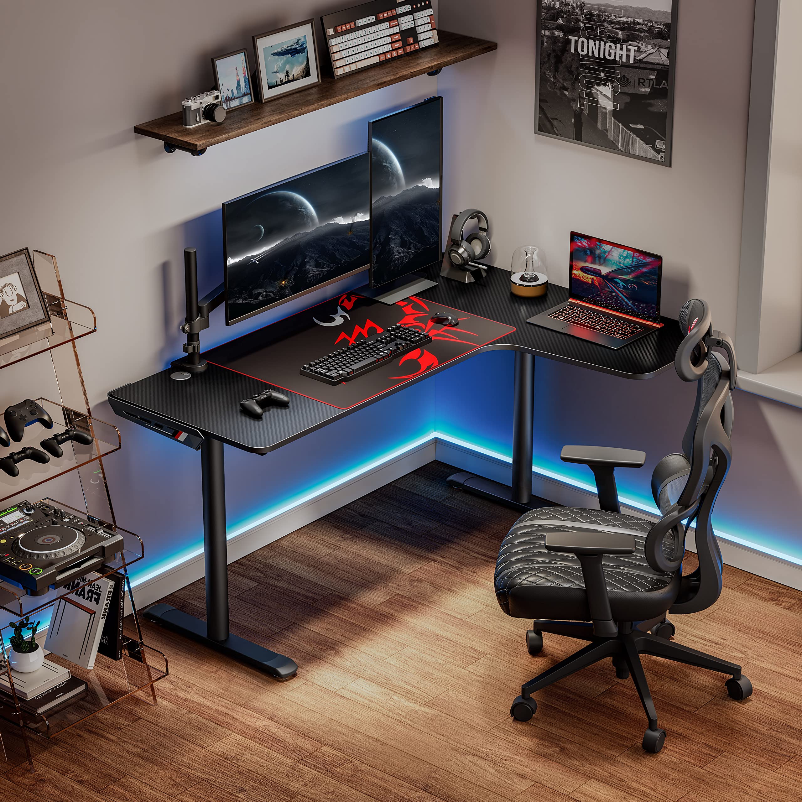 EUREKA ERGONOMIC L60 60-Inch L-Shaped Gaming Desk - Corner Computer Desk for Home Office, PC Gaming & Workstation with Mouse Pad & Cable Management - Space Saving, Easy to Assemble - Right Black - Perfect for Small Spaces & Multi-Monitor Setups