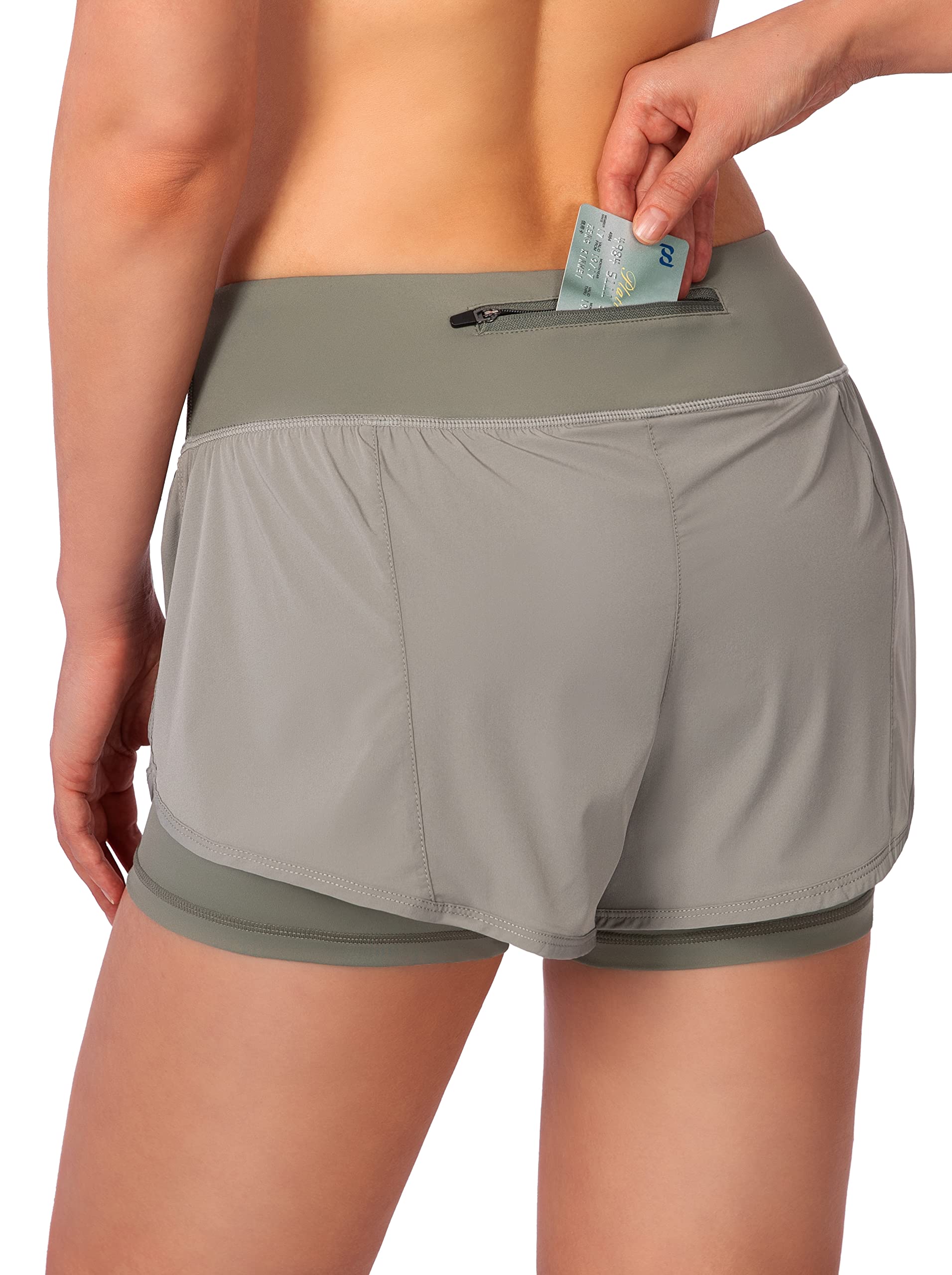Best Women's 2-in-1 High Waist Running Shorts - Breathable Spandex Workout Shorts with Zipper Pockets for Gym, Yoga & Athletic Activities - Perfect for Running, Training & Outdoor Sports