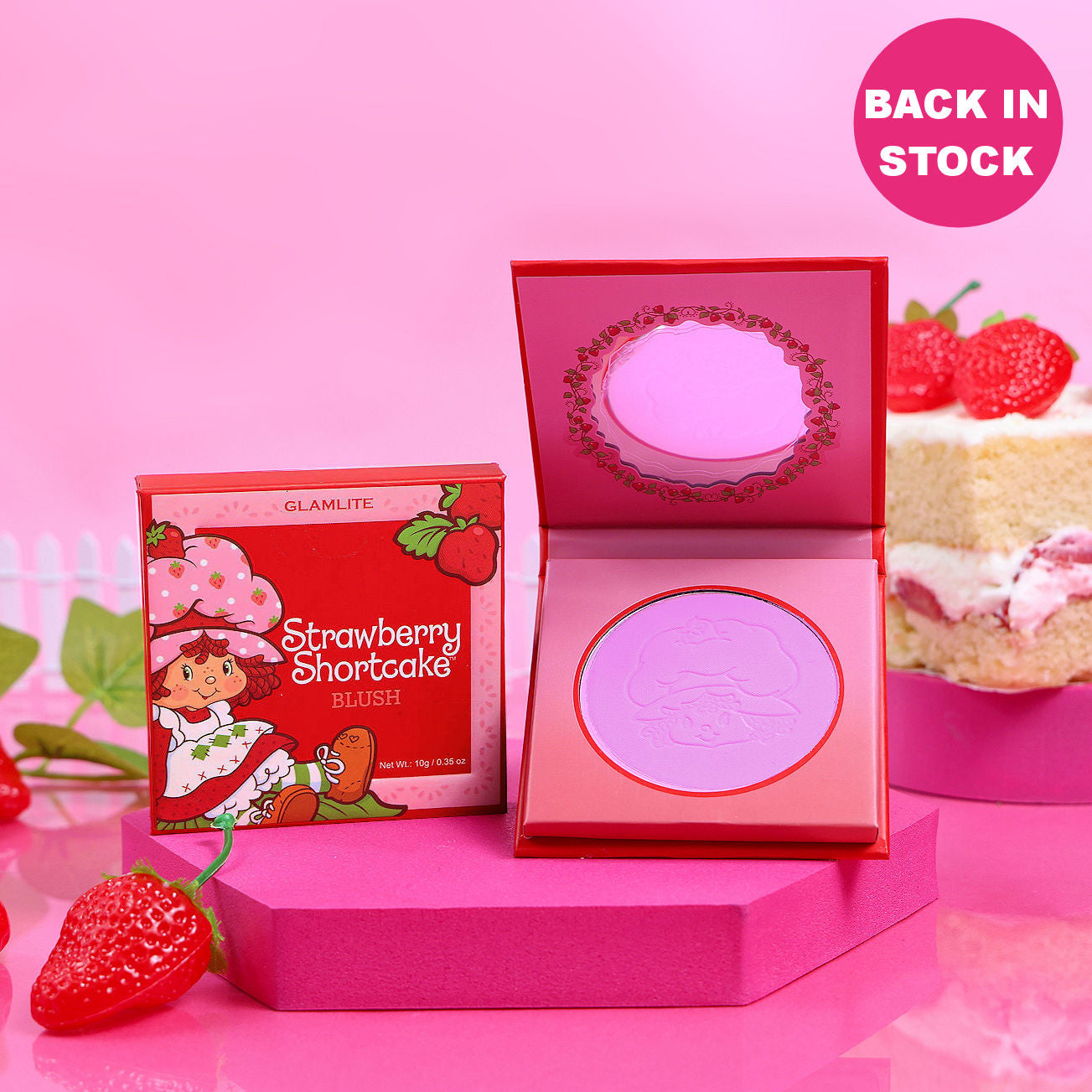 Glamlite x Strawberry Shortcake Blush Palette - Sweet & Shimmering Cheek Color for a Flawless Makeup Look | Perfect for Everyday Wear, Date Night & Special Occasions