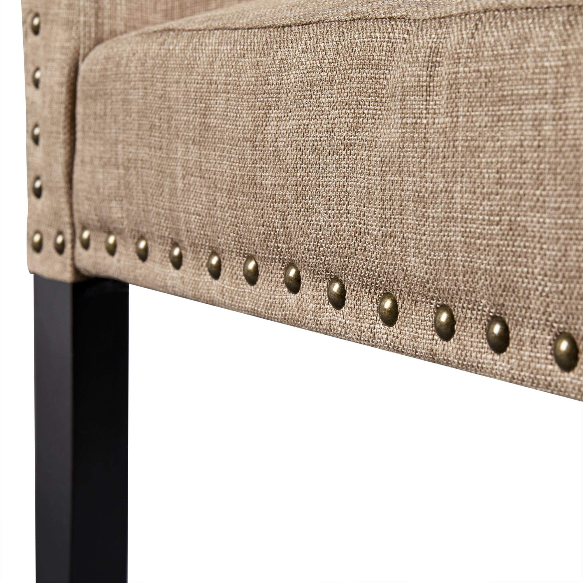 Premium Fabric Upholstered Parson Dining Chairs Set of 2 - Classic Style with Rubber Wood Legs & Leather Cushion for Kitchen, Dining Room, Living Room or Hotel | Comfortable Seating for Family Gatherings & Dinner Parties (Khaki)