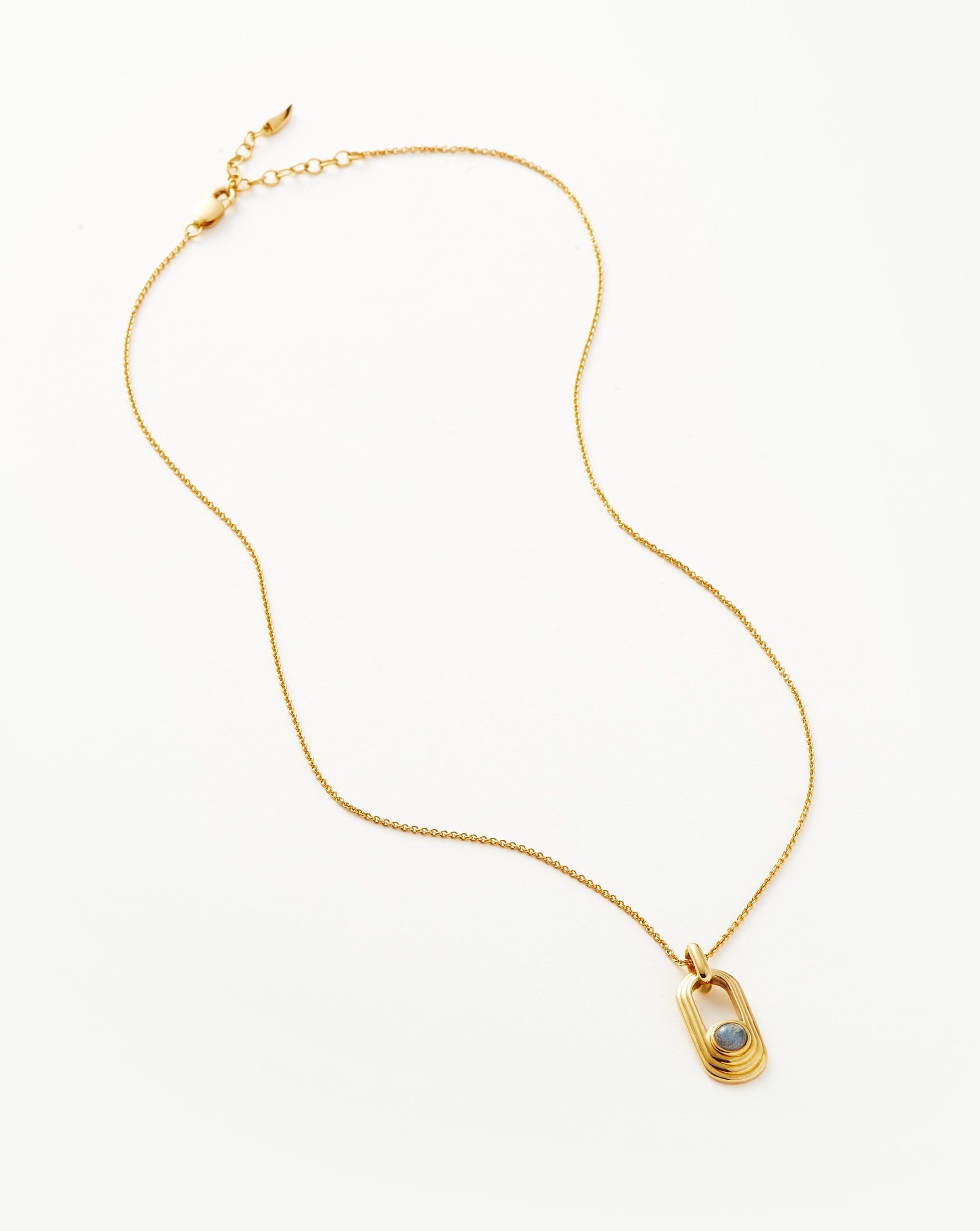 Zenyu Link Gemstone Ovate Pendant Necklace - 18k Gold Plated Labradorite Jewelry for Women | Elegant Gift for Birthday, Anniversary & Special Occasions